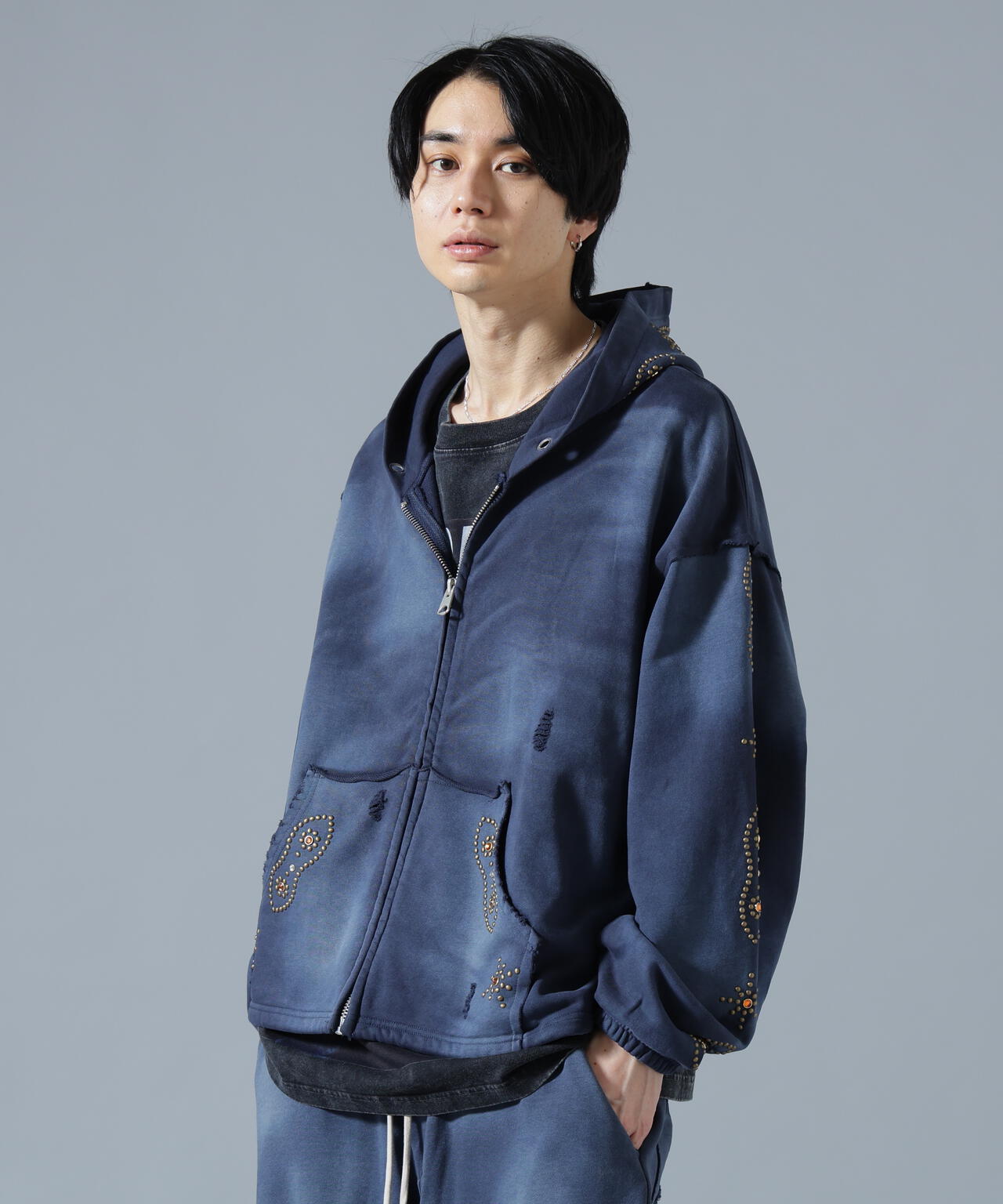DankeSchon/ダンケシェーン/STUDS SWEAT ZIP HOODIE
