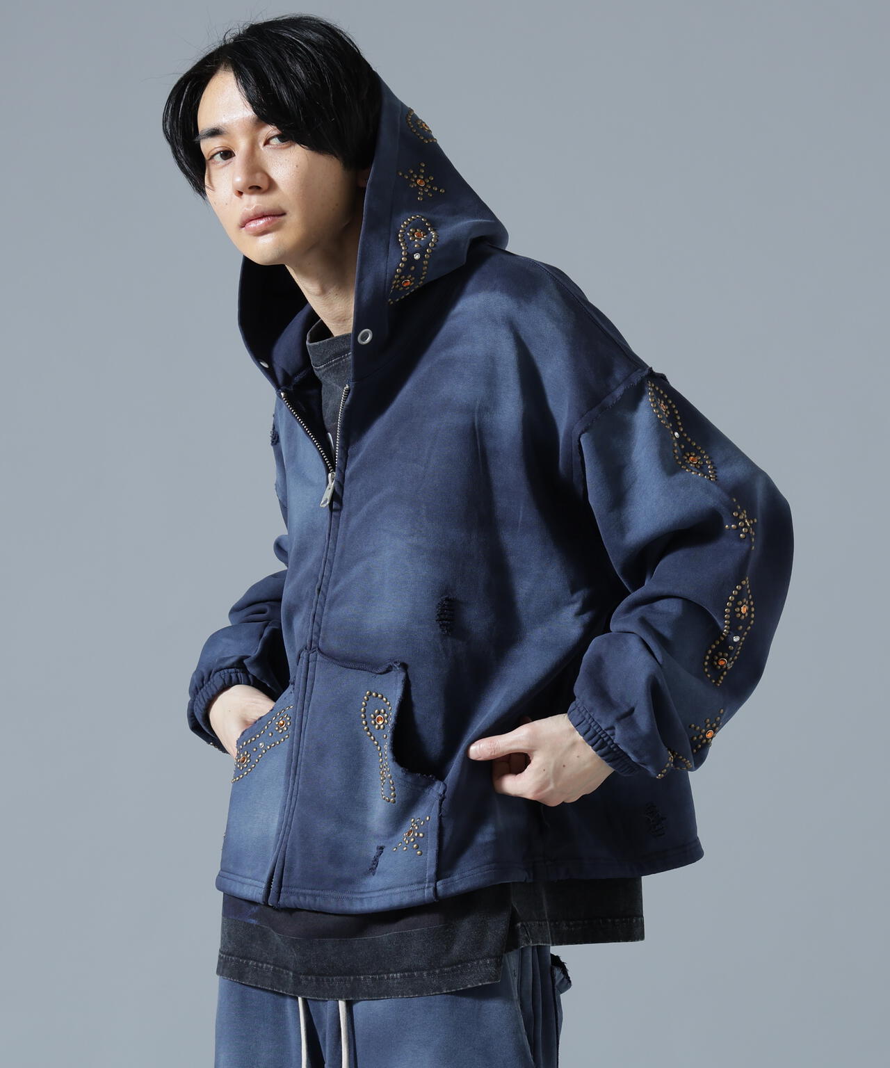 DankeSchon/ダンケシェーン/STUDS SWEAT ZIP HOODIE