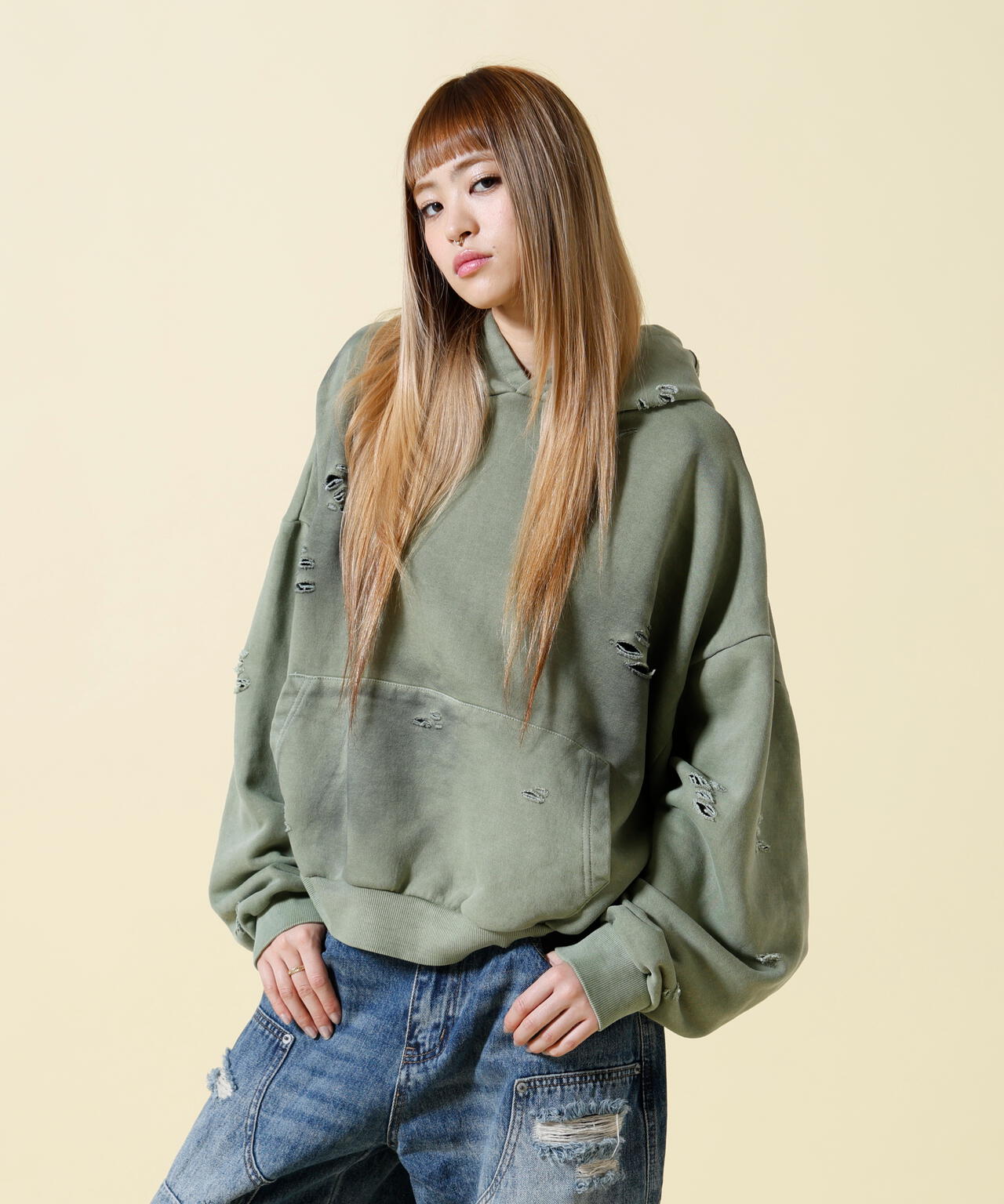 SIS/エスアイエス/Damage Pullover Hoodie