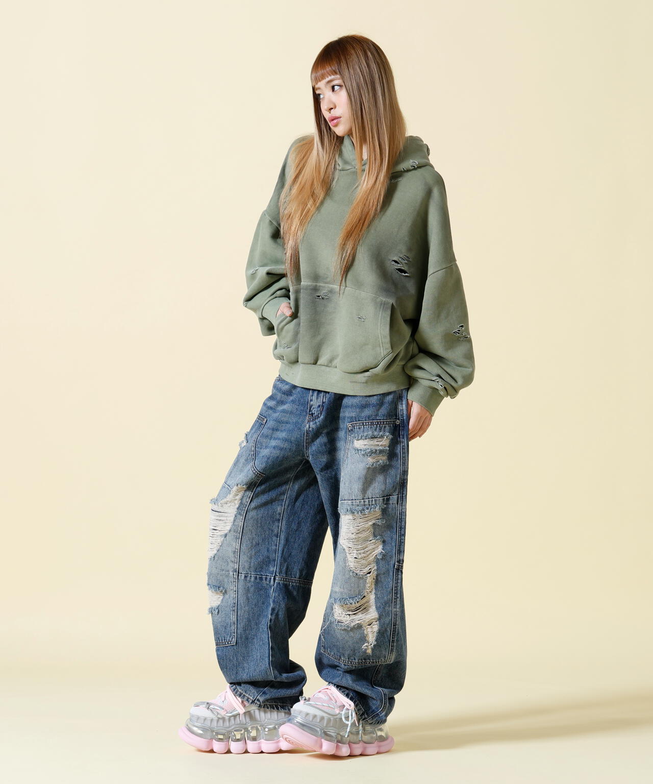 SIS/エスアイエス/Damage Pullover Hoodie