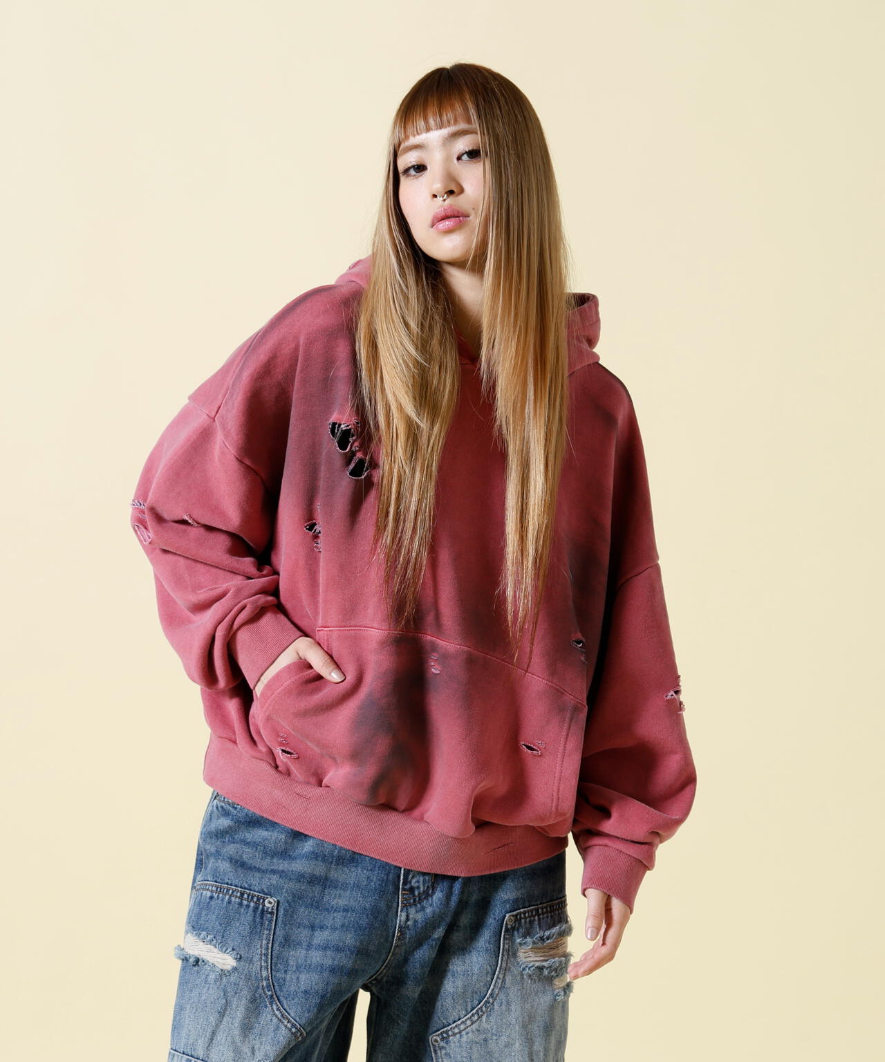 SIS/エスアイエス/Damage Pullover Hoodie