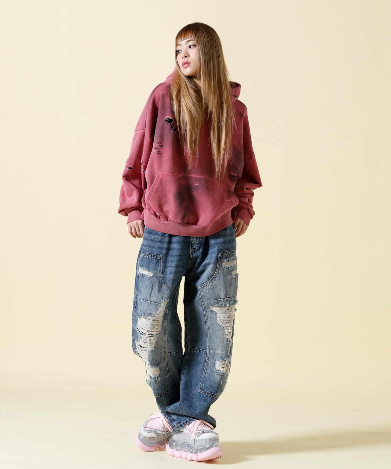 SIS/エスアイエス/Damage Pullover Hoodie