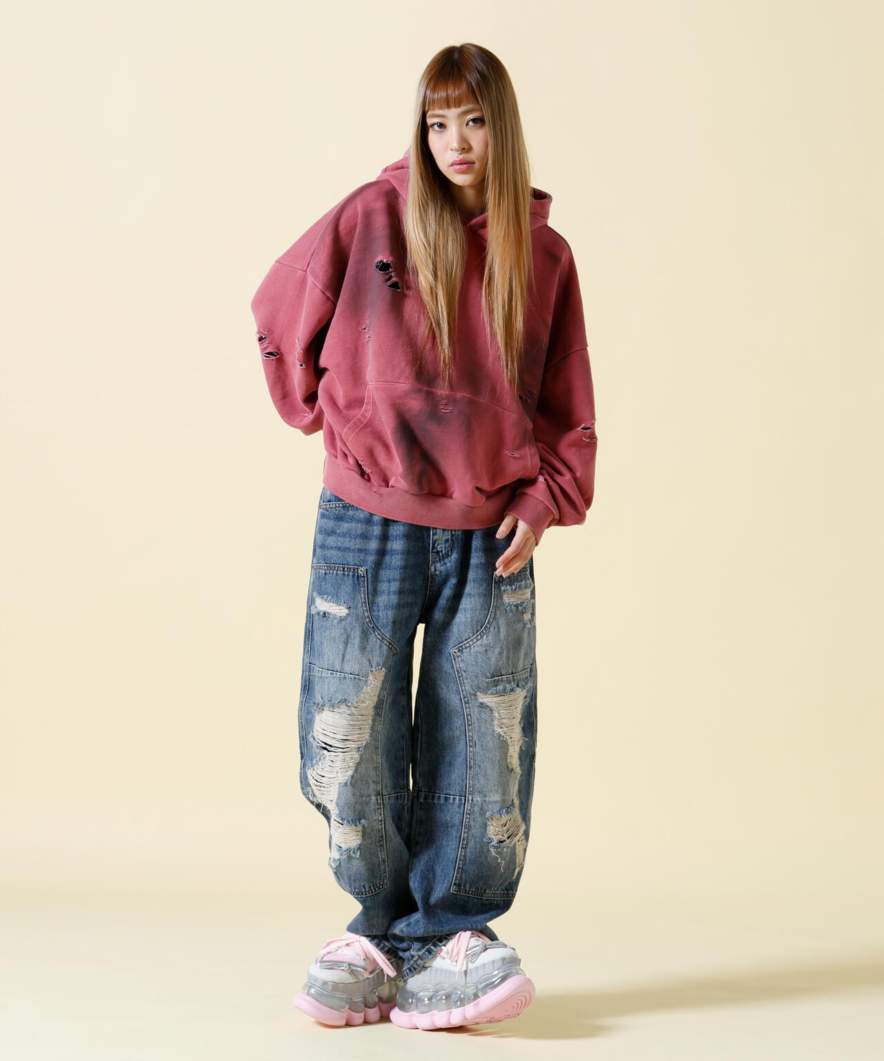 SIS/エスアイエス/Damage Pullover Hoodie