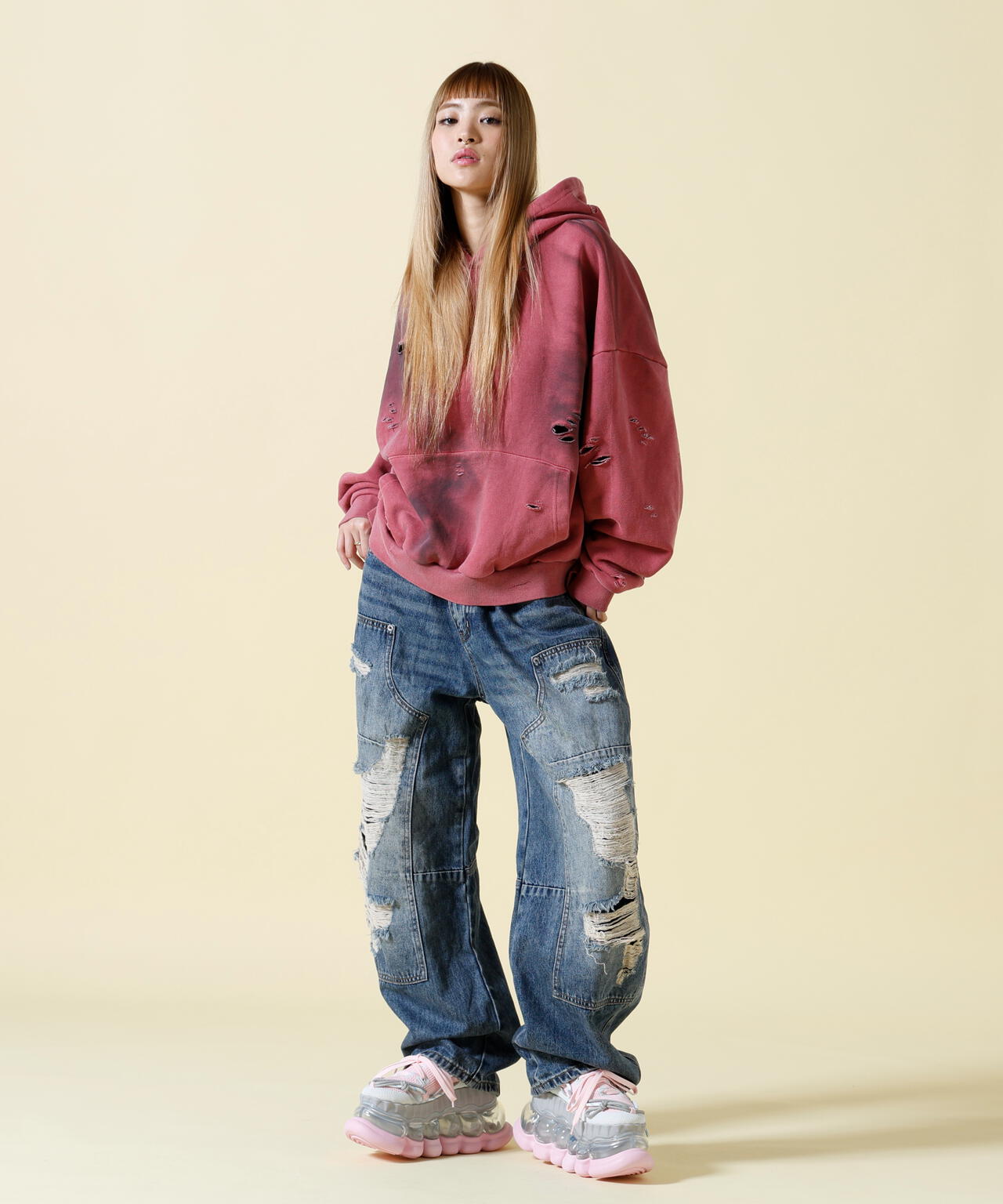 SIS/エスアイエス/Damage Pullover Hoodie