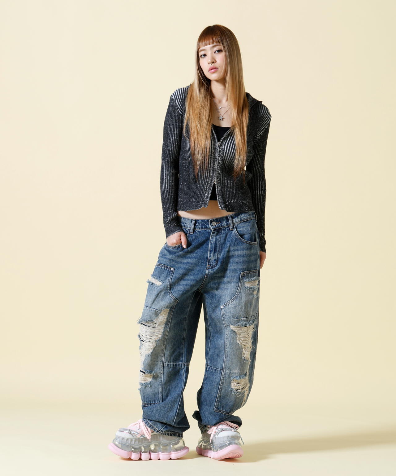 SIS/エスアイエス/Rib Zip Hoodie