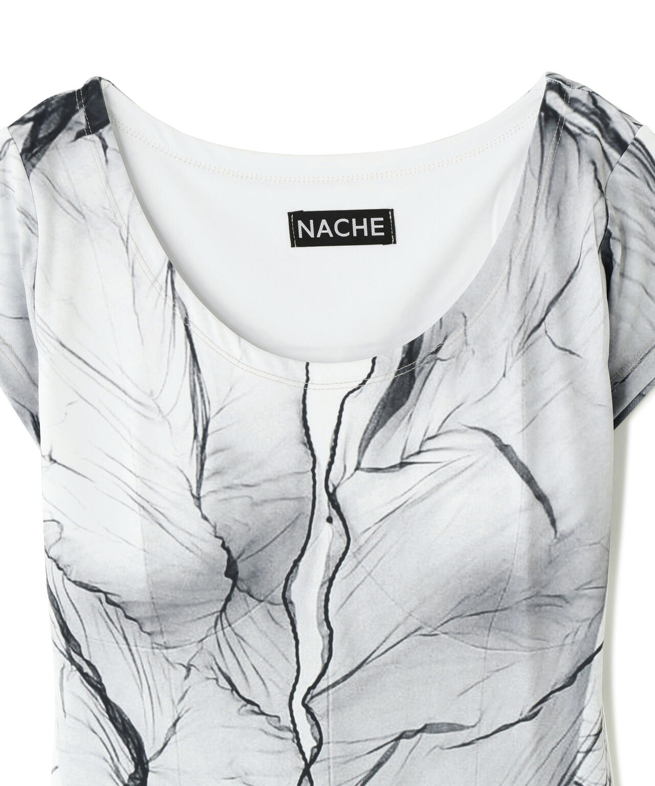 NACHE/ナチェ/SHEER TORSO PRINTED T-SHIRT