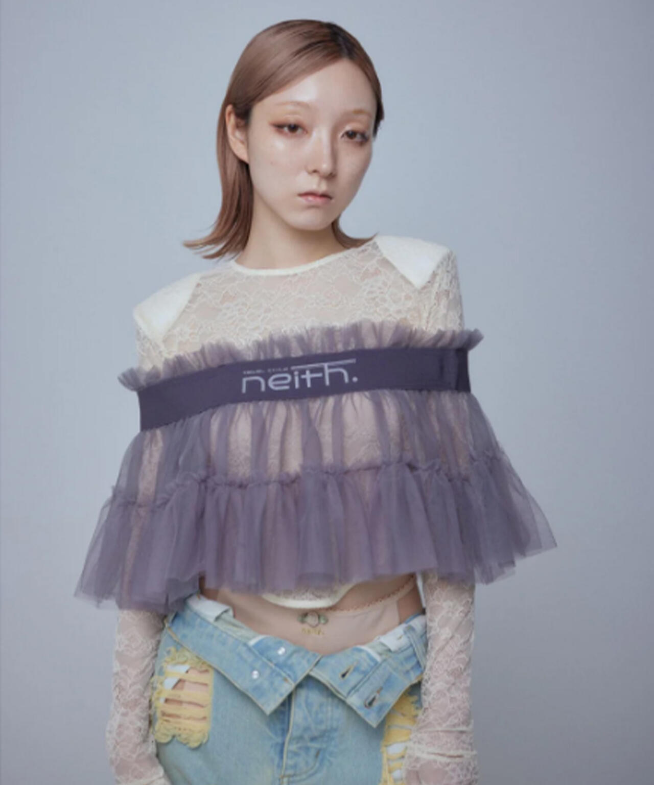 neith./ネイス/Multi Tulle Top(Gray)