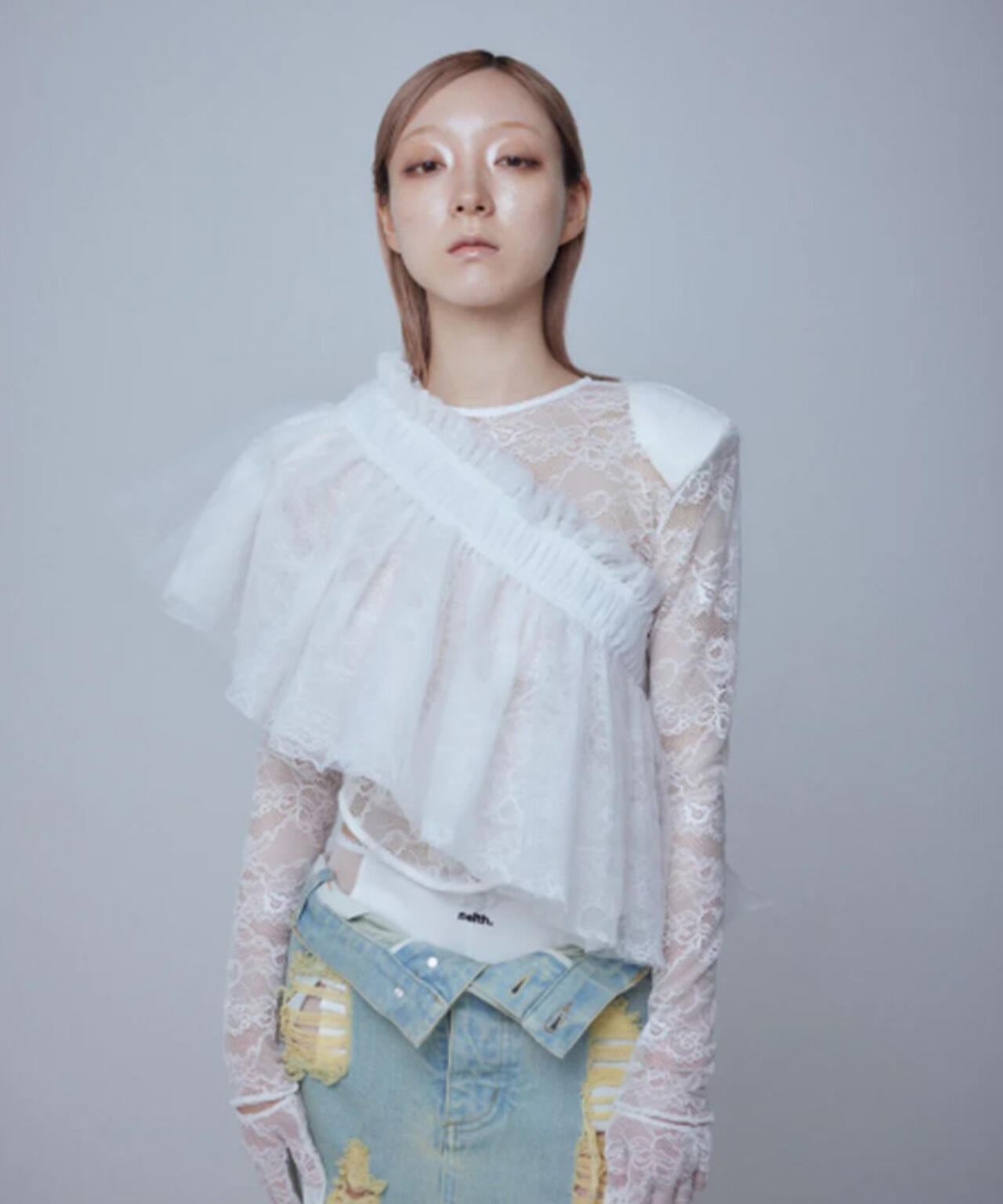 neith./ネイス/Multi Tulle Top(Lace White)