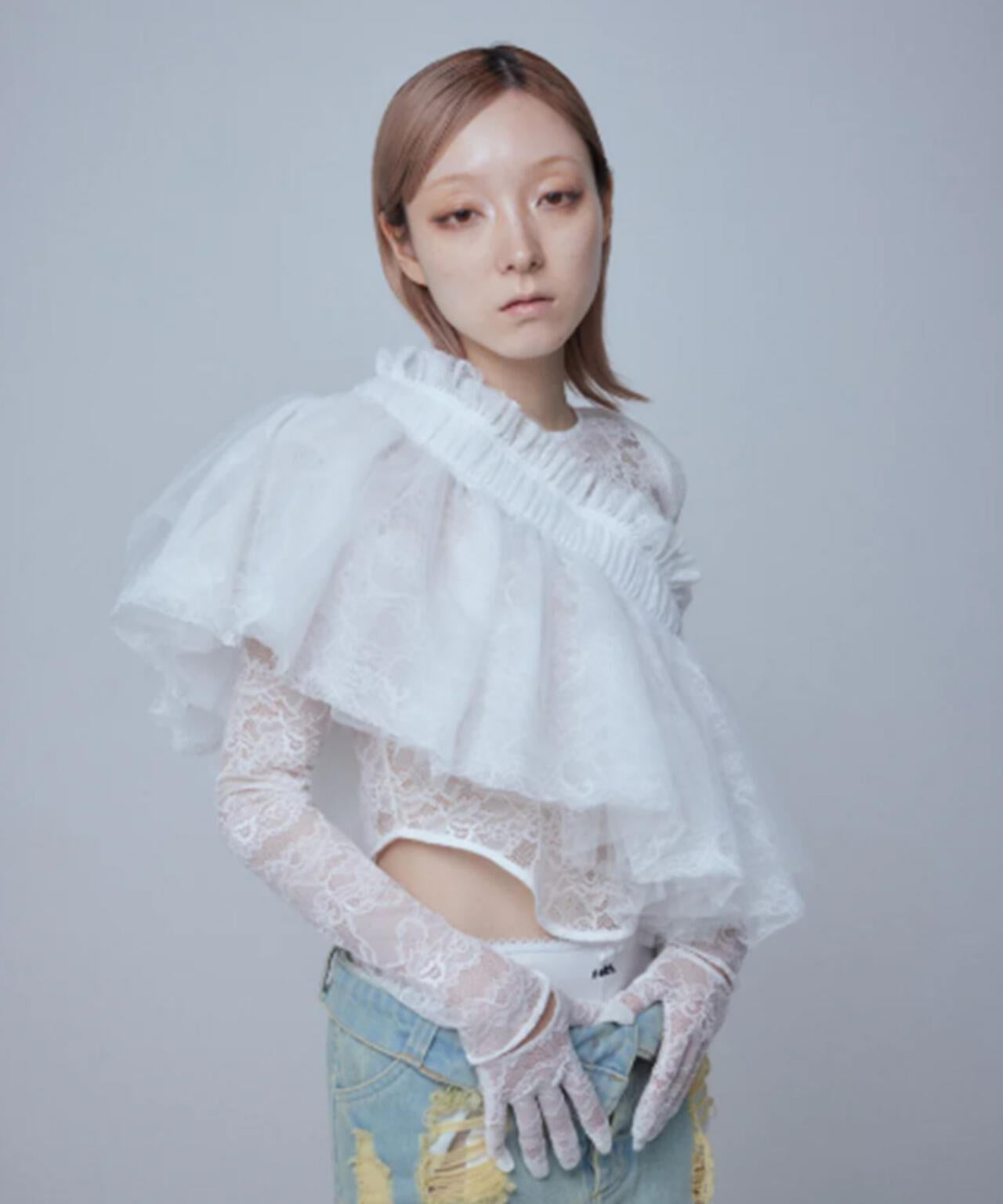 neith./ネイス/Multi Tulle Top(Lace White)