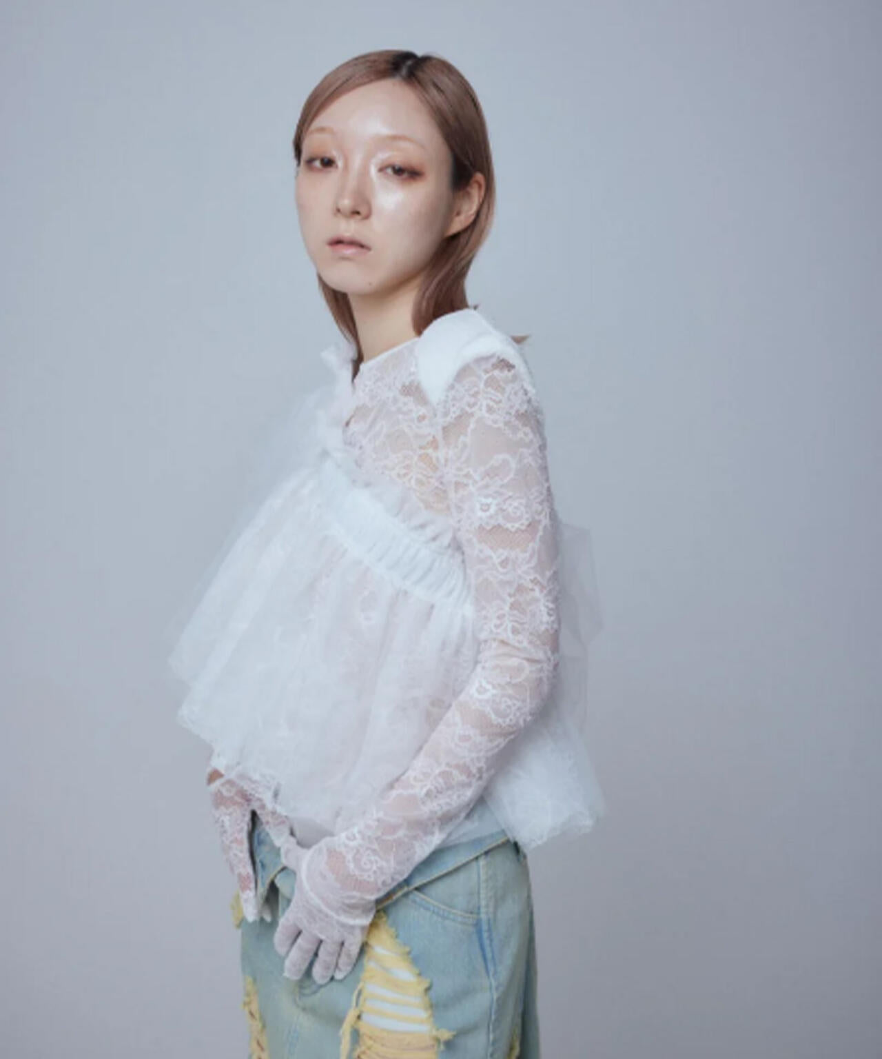 neith./ネイス/Multi Tulle Top(Lace White)