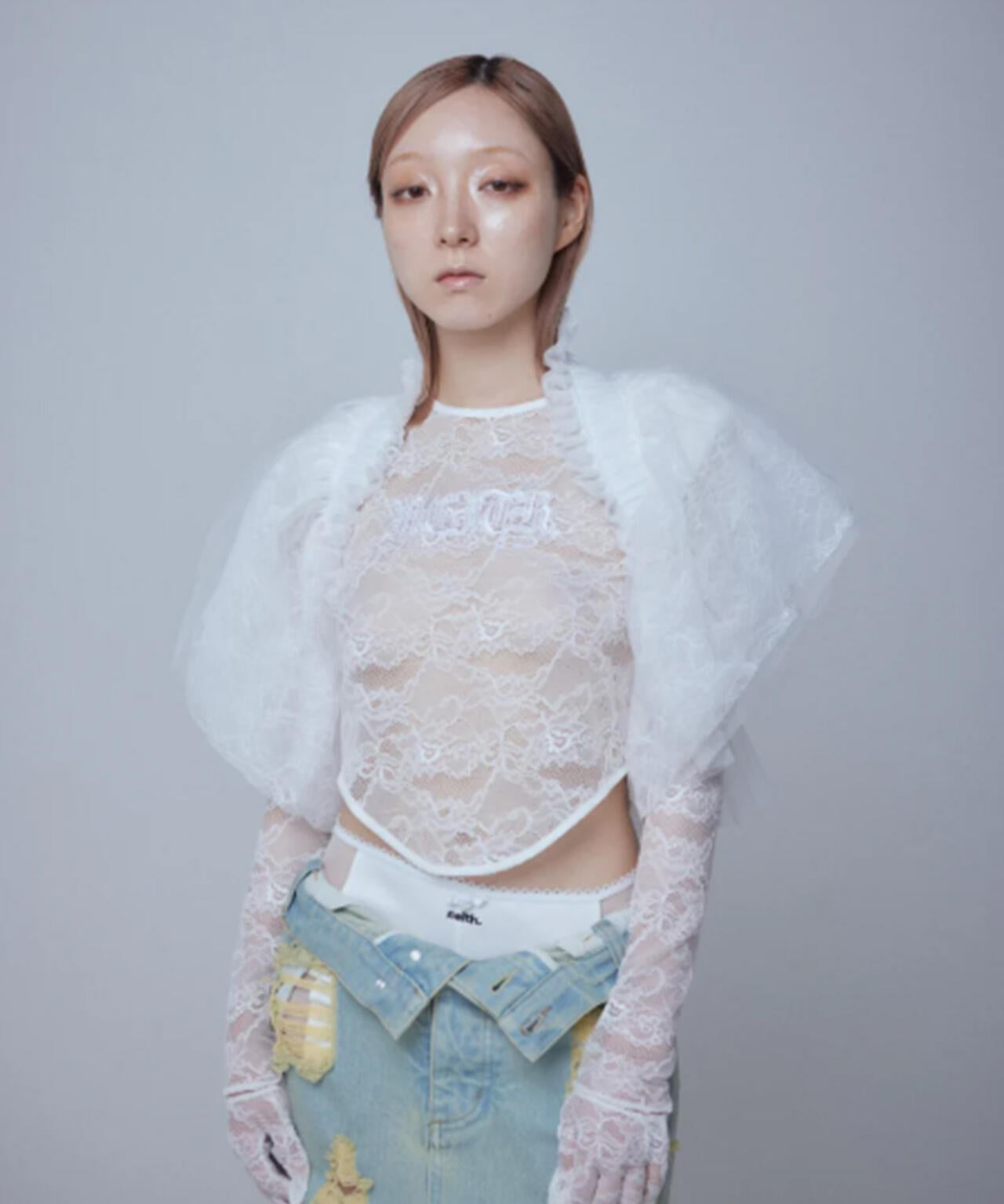 neith./ネイス/Multi Tulle Top(Lace White)