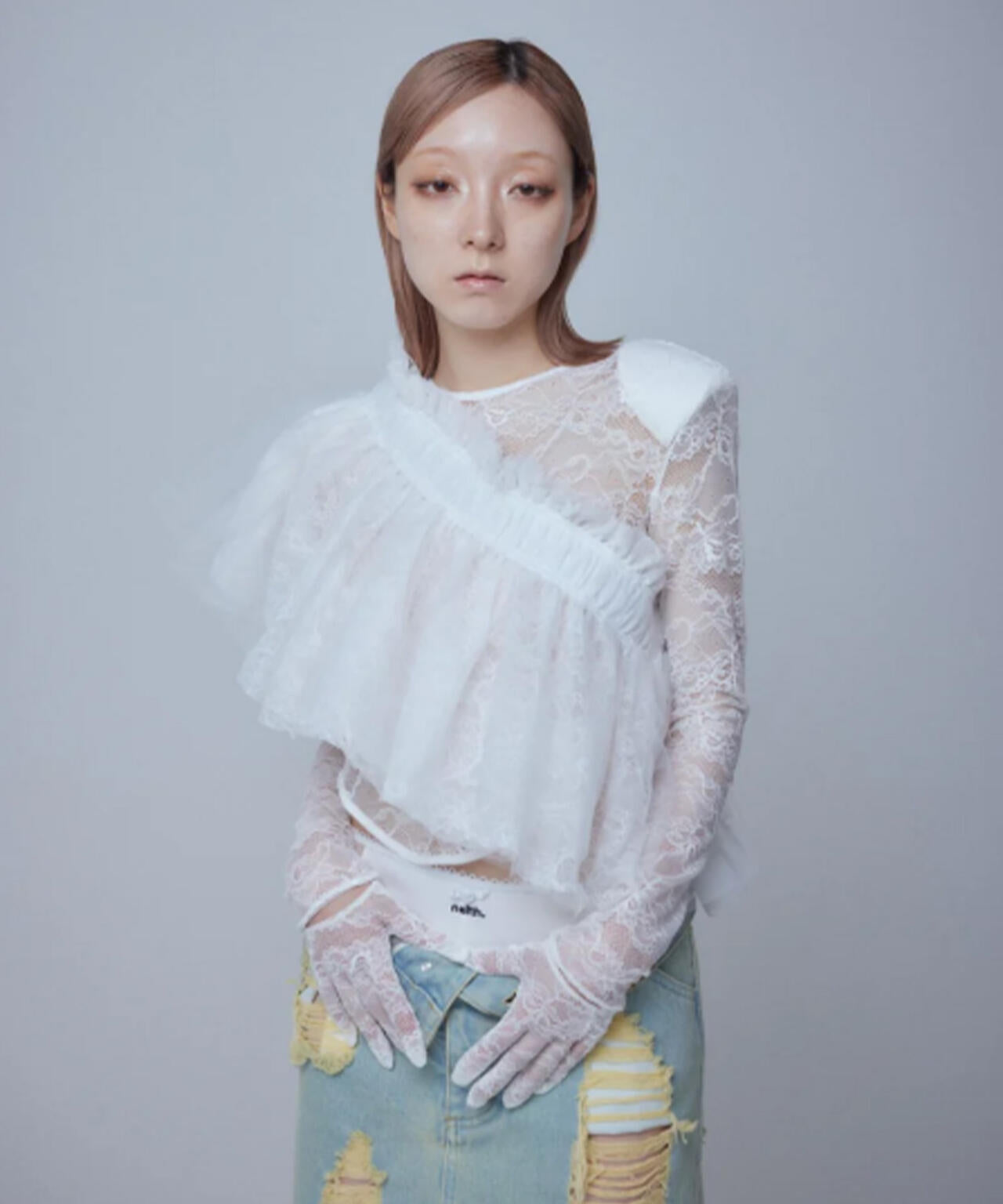neith./ネイス/Multi Tulle Top(Lace White)