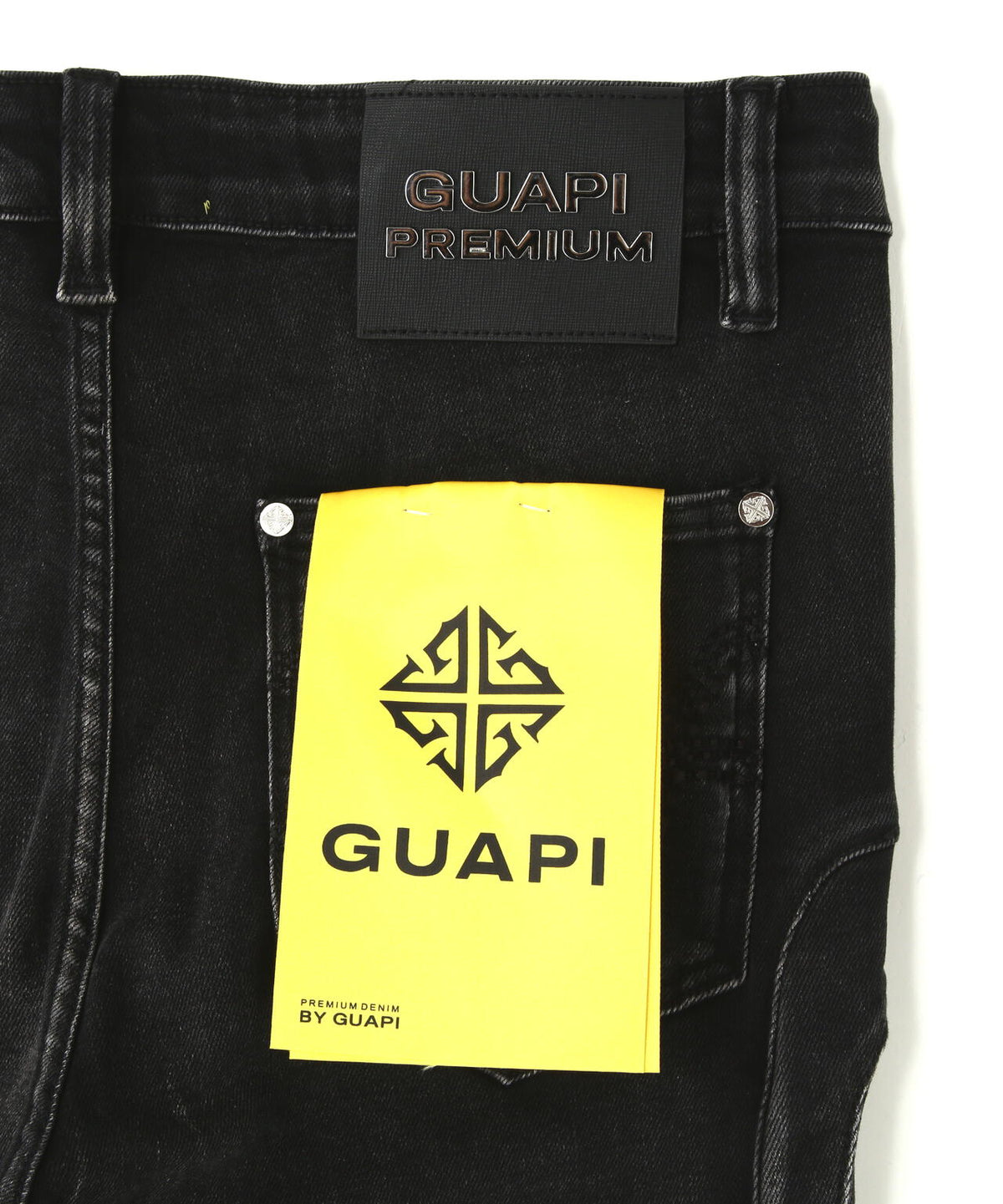 GUAPI/グアピ/Obsidian Black Cross Buckle Denim
