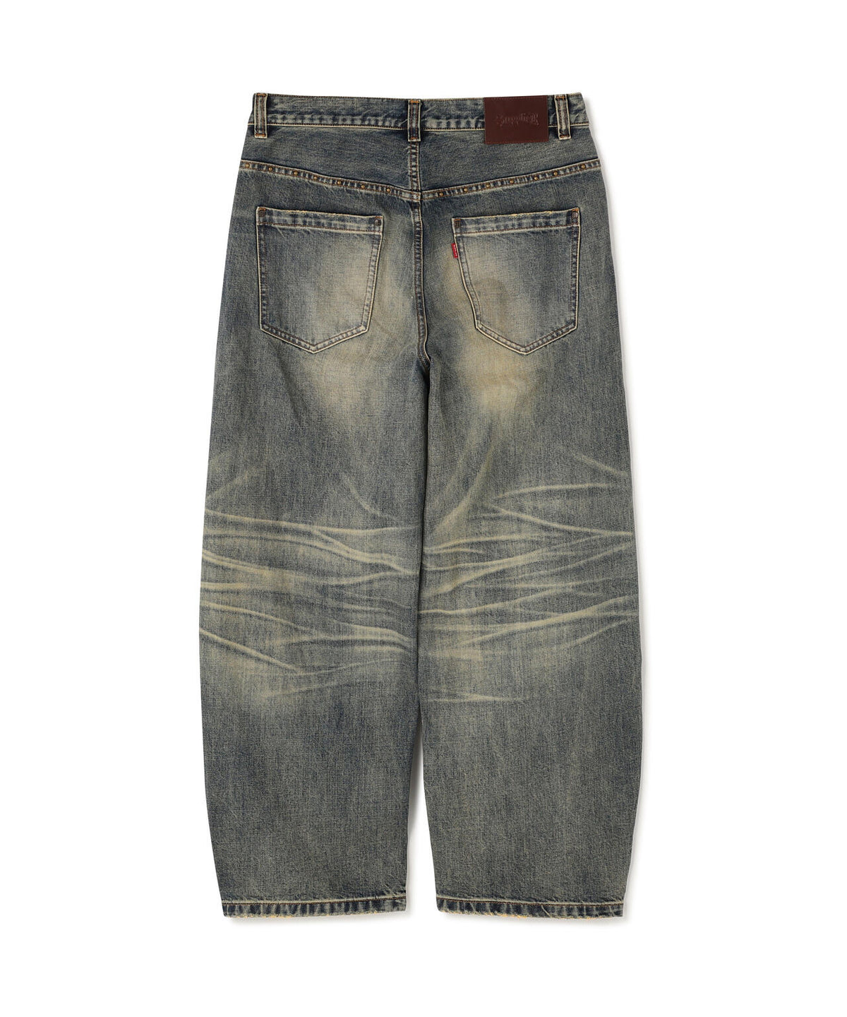 SUPPLIER/サプライヤー/Studs Tribal Leather Patch Curve Denim