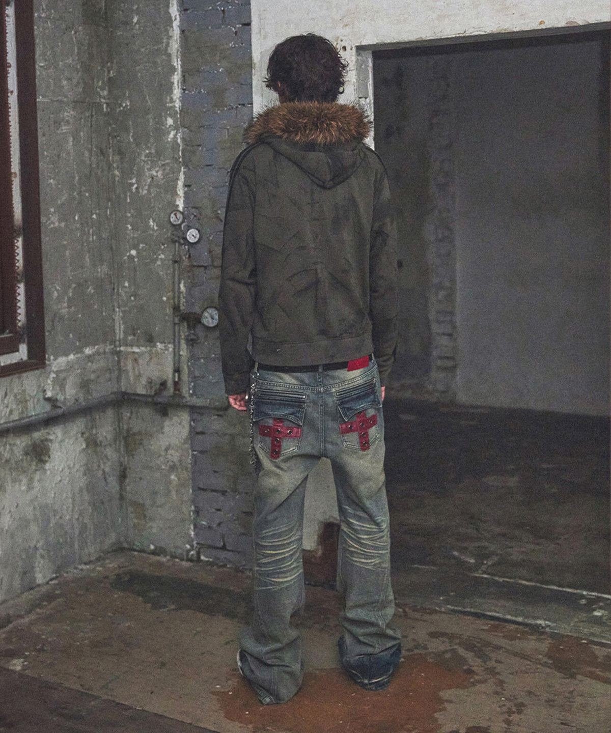 NOT4NERD/ノットフォーナード/Contrast Panel Low Rise Flare Fit Denim Pants