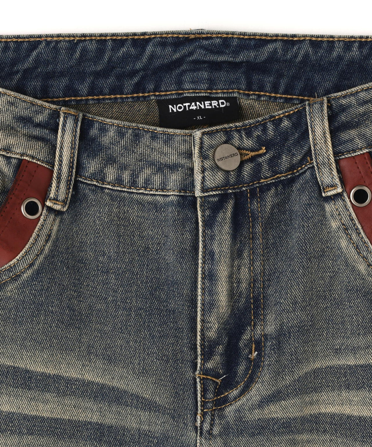 NOT4NERD/ノットフォーナード/Contrast Panel Low Rise Flare Fit Denim Pants