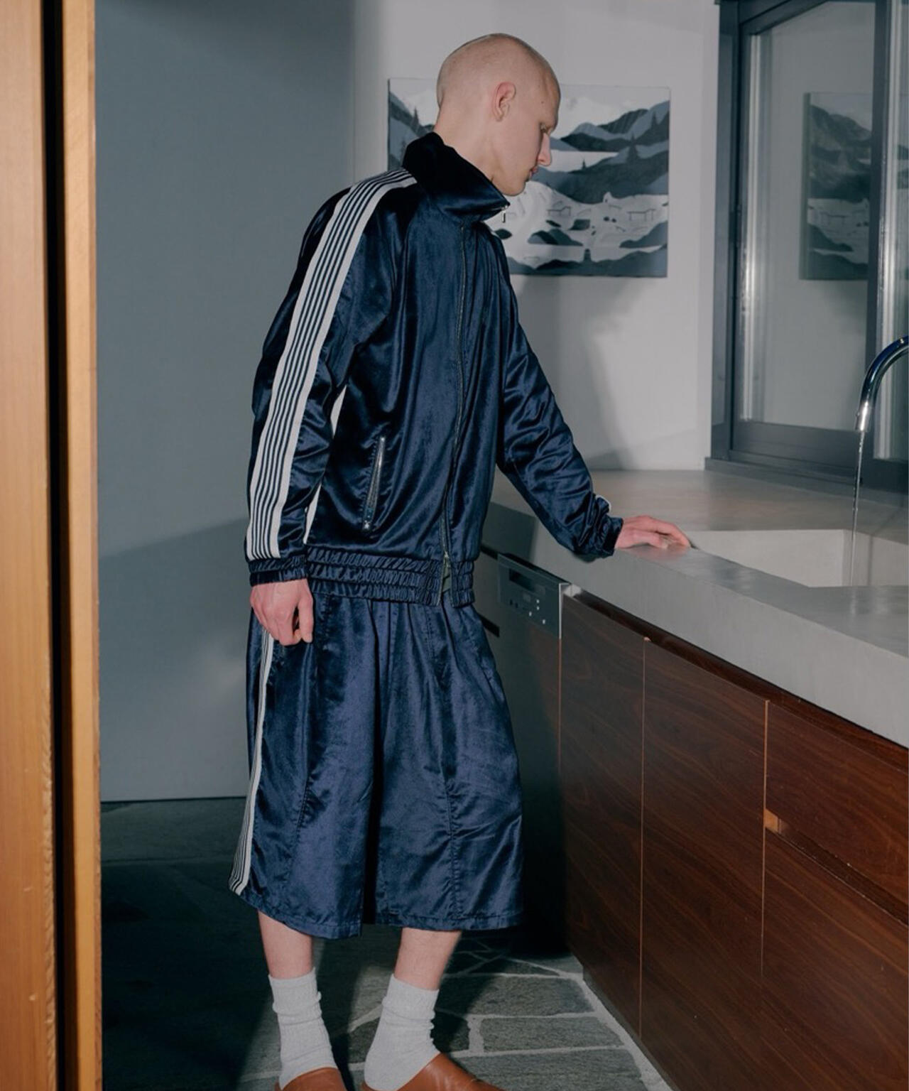 NEEDLES/ニードルズ/【LHP EXCLUSIVE】H.D.TRACK SHORTS - C/PE VELOUR(NAVY)
