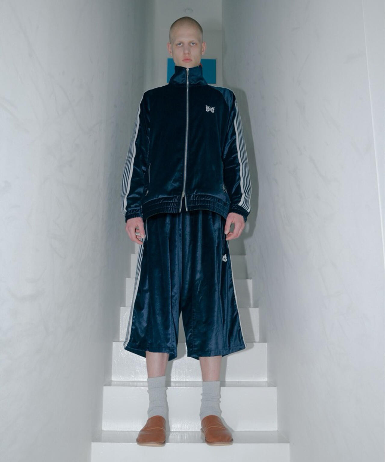 NEEDLES/ニードルズ/【LHP EXCLUSIVE】H.D.TRACK SHORTS - C/PE VELOUR(NAVY)