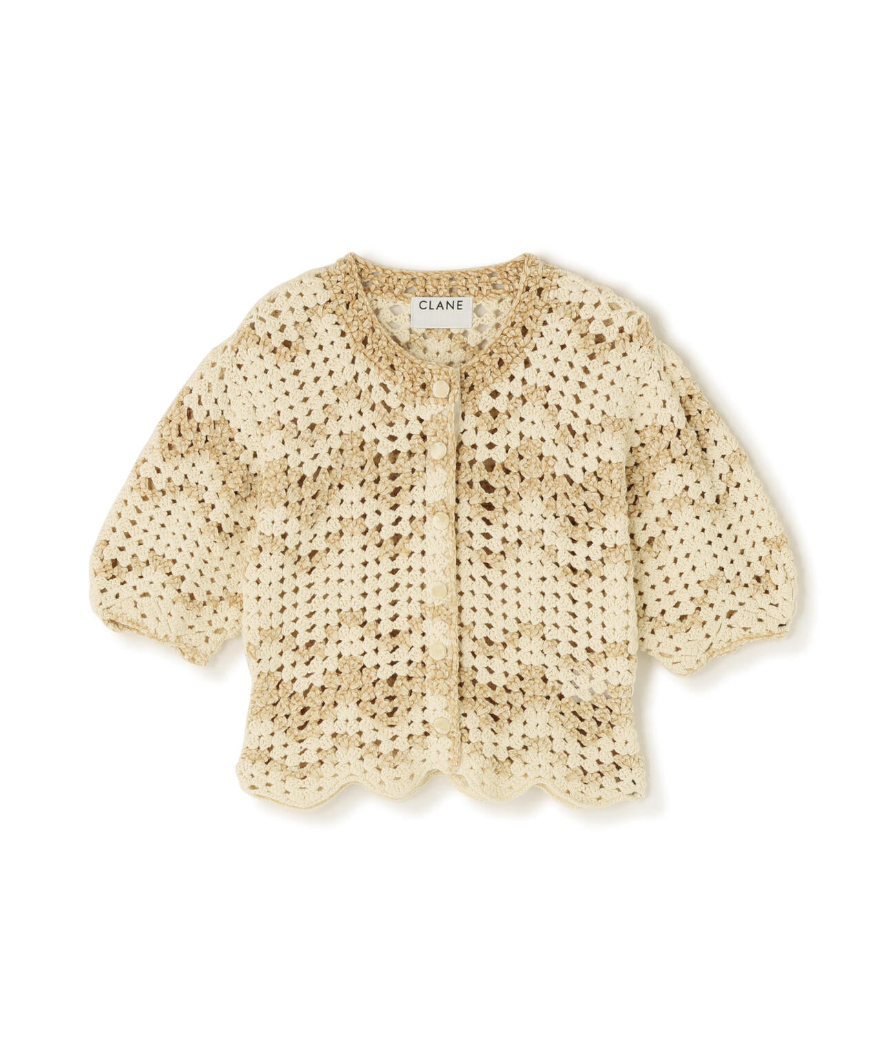 CLANE/クラネ/MALL BORDER HAND CROCHET KNIT CARDIGAN