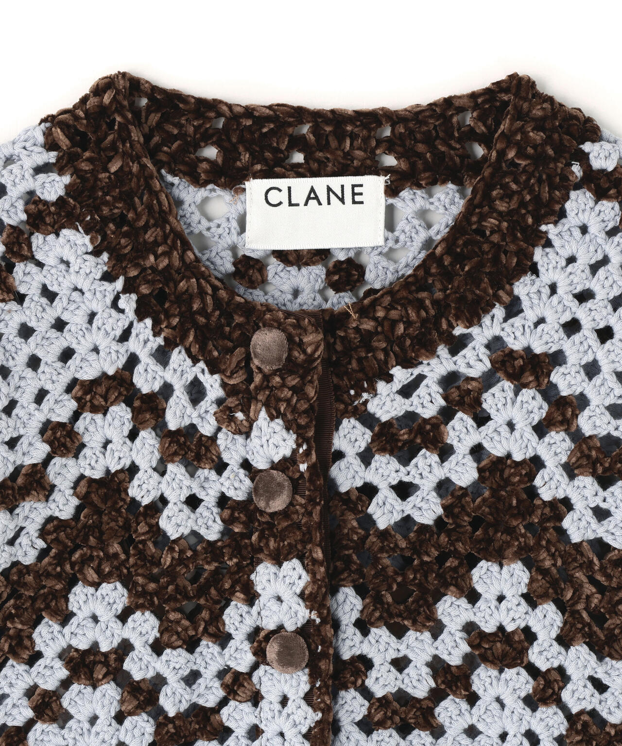 CLANE/クラネ/MALL BORDER HAND CROCHET KNIT CARDIGAN
