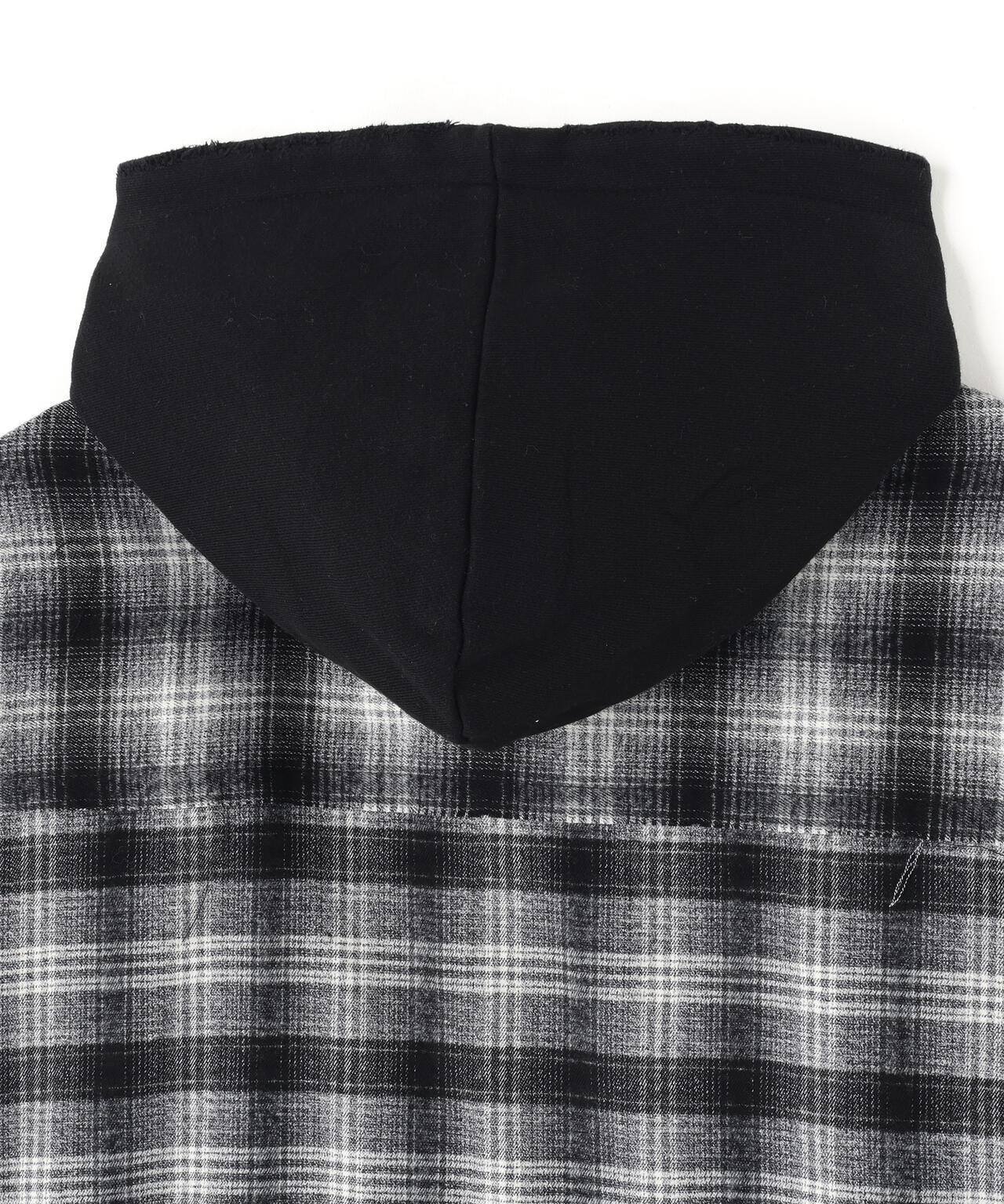 DankeSchon/ダンケシェーン/CUTOFF SWEATHOOD CHECK SHIRTS