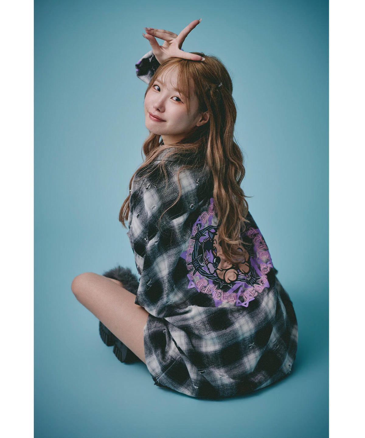 GALFY/ガルフィー/小悪魔犬萌え袖チェックシャツ