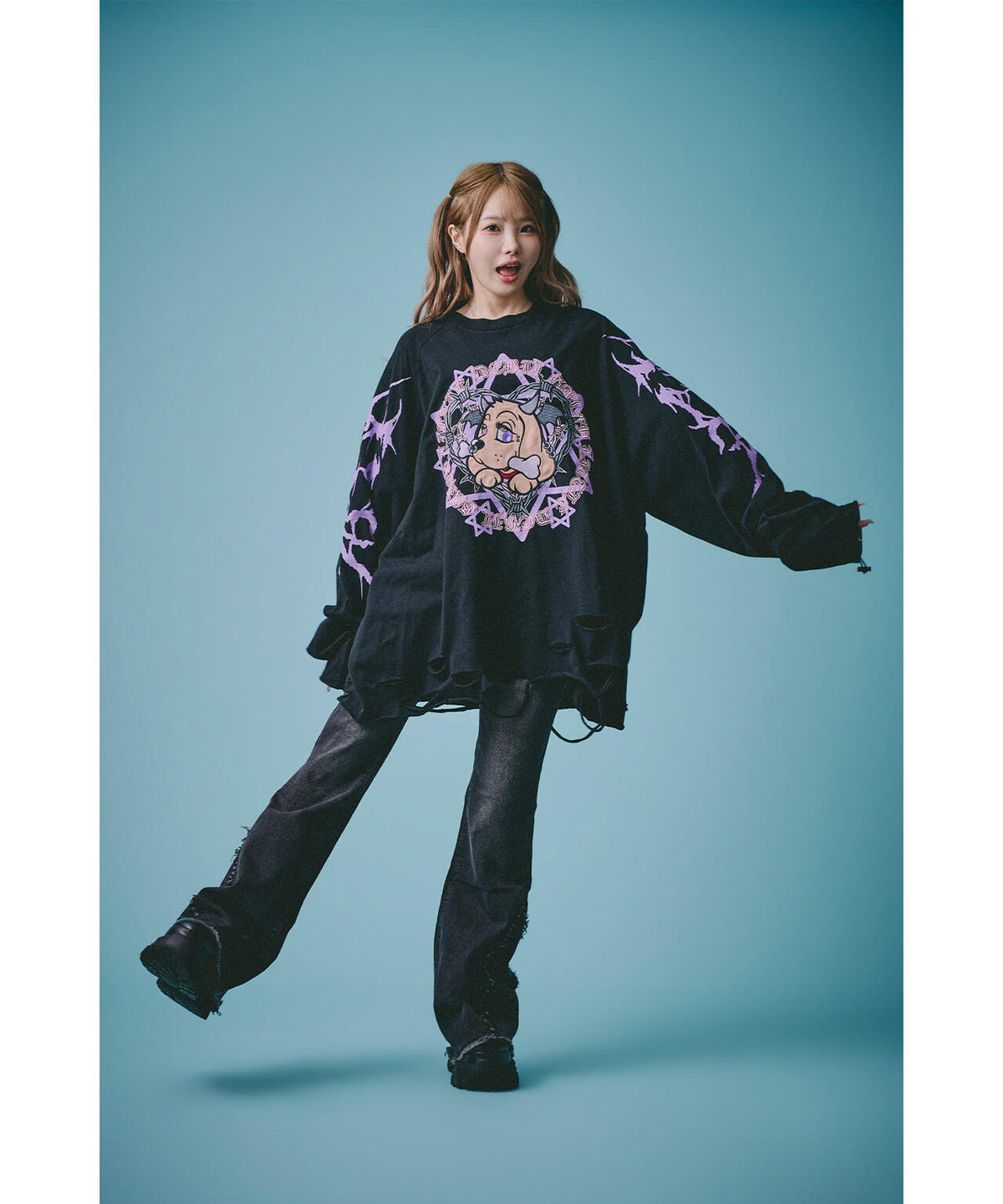 GALFY/ガルフィー/×松本いちか 小悪魔犬萌え袖ロンTEE