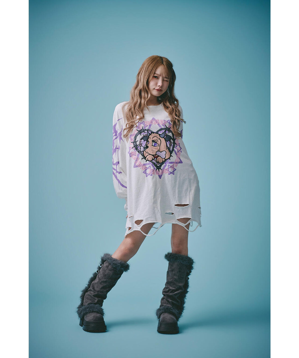 GALFY/ガルフィー/×松本いちか 小悪魔犬萌え袖ロンTEE