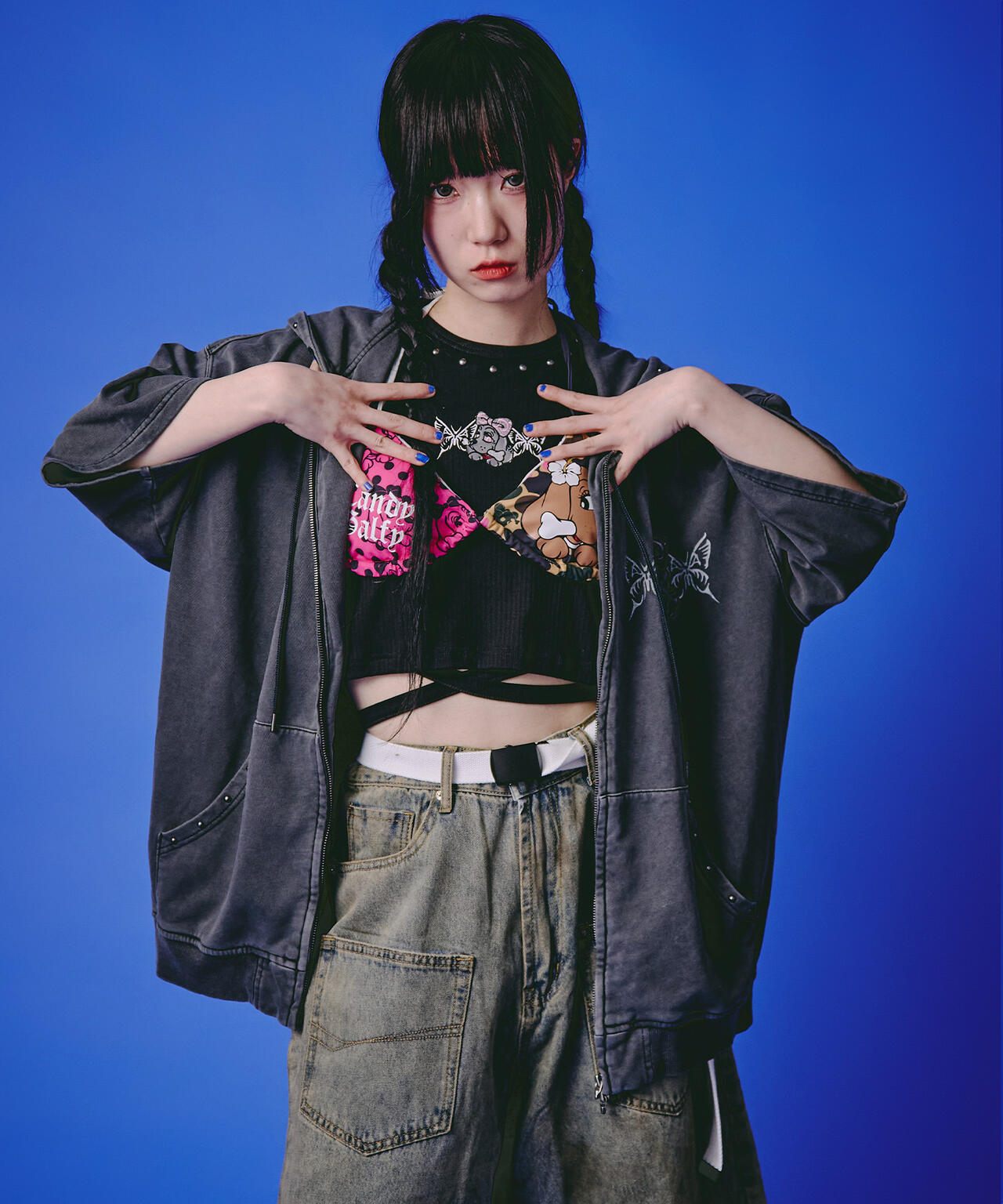GALFY/ガルフィー/【LHP EXCLUSIVE】地雷ギャル フード半袖パーカー