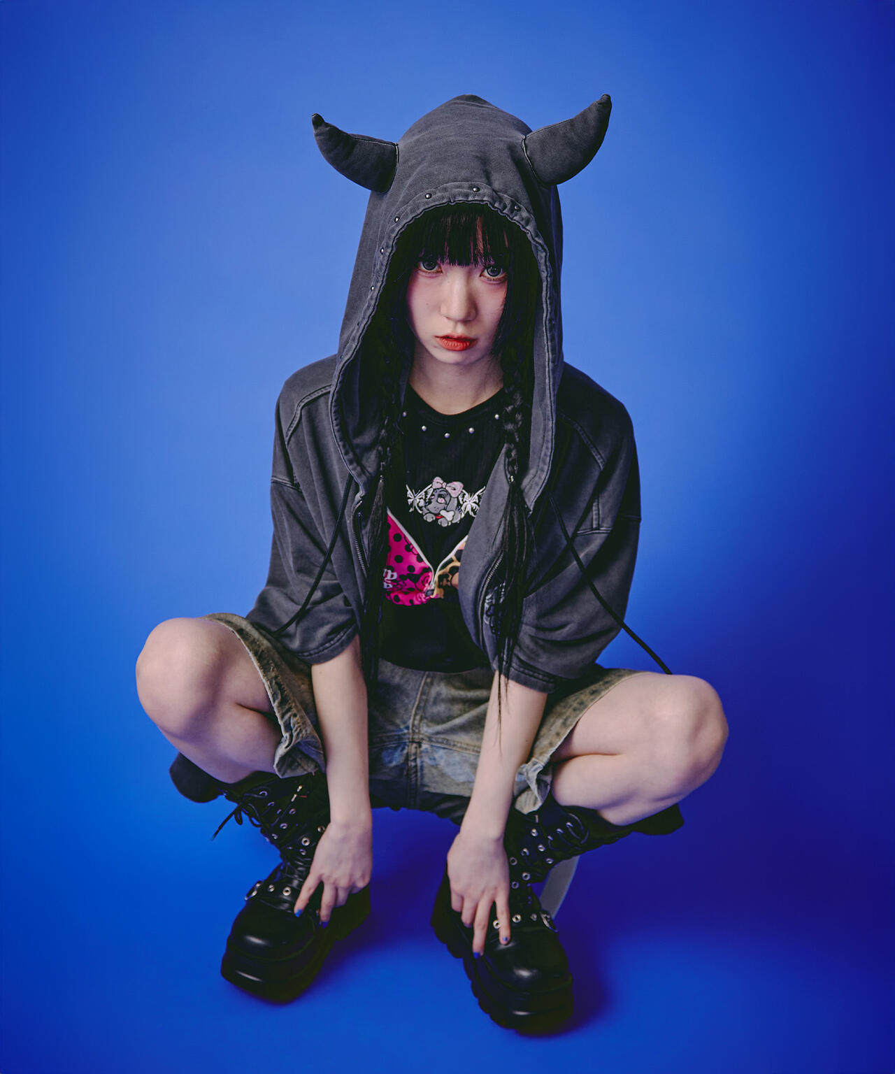 GALFY/ガルフィー/【LHP EXCLUSIVE】地雷ギャル フード半袖パーカー