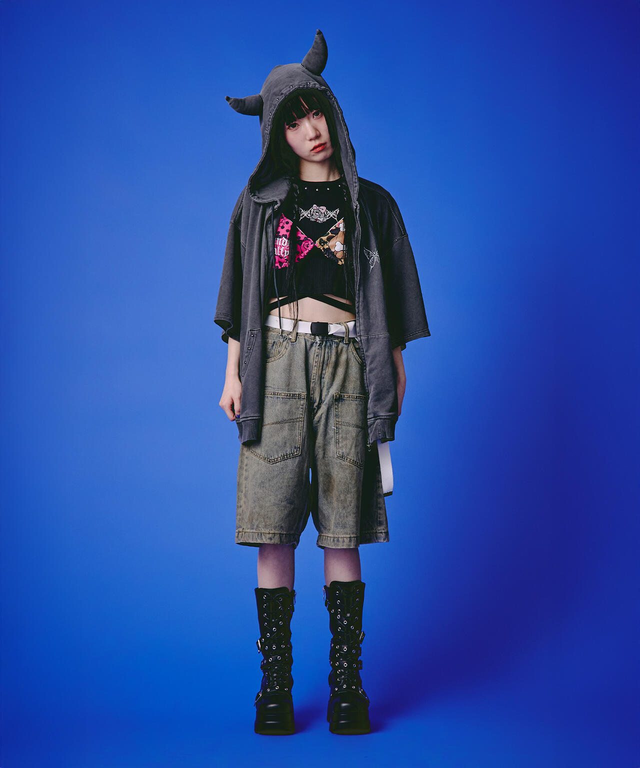 GALFY/ガルフィー/【LHP EXCLUSIVE】地雷ギャル フード半袖パーカー