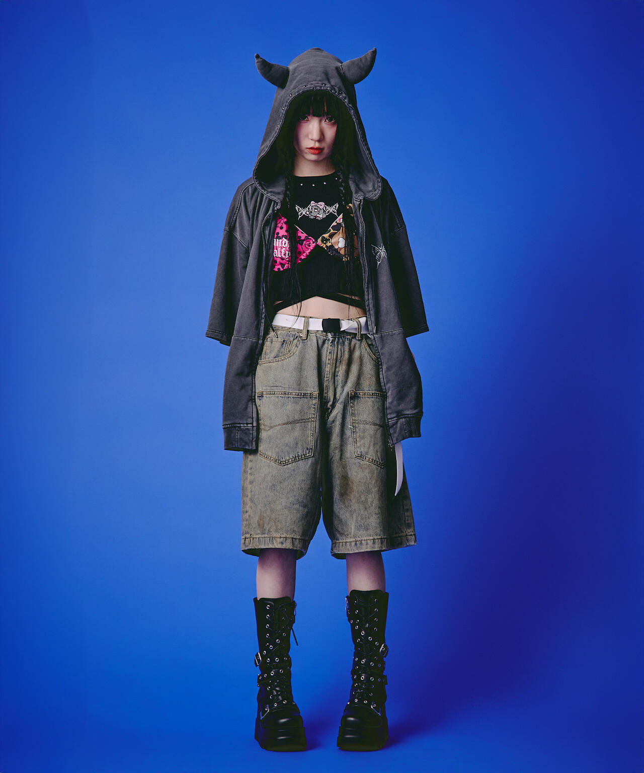 GALFY/ガルフィー/【LHP EXCLUSIVE】地雷ギャル フード半袖パーカー