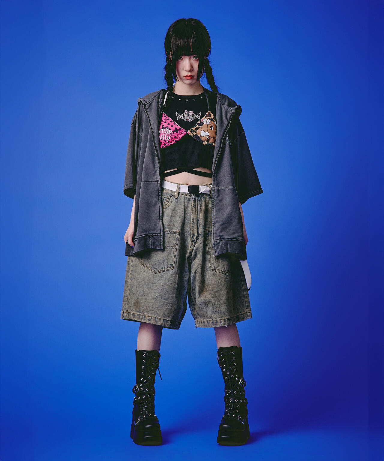 GALFY/ガルフィー/【LHP EXCLUSIVE】地雷ギャル フード半袖パーカー