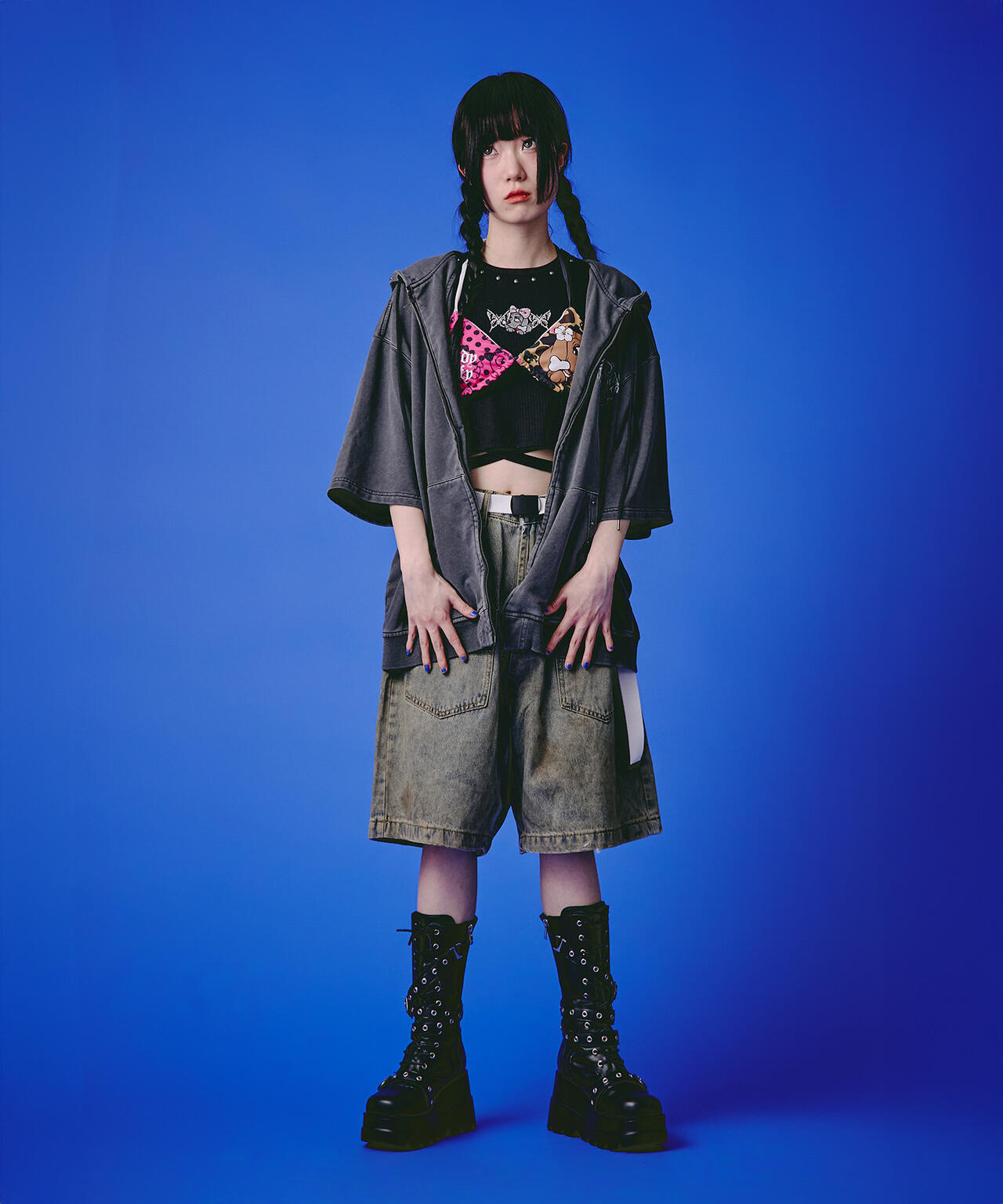 GALFY/ガルフィー/【LHP EXCLUSIVE】地雷ギャル フード半袖パーカー
