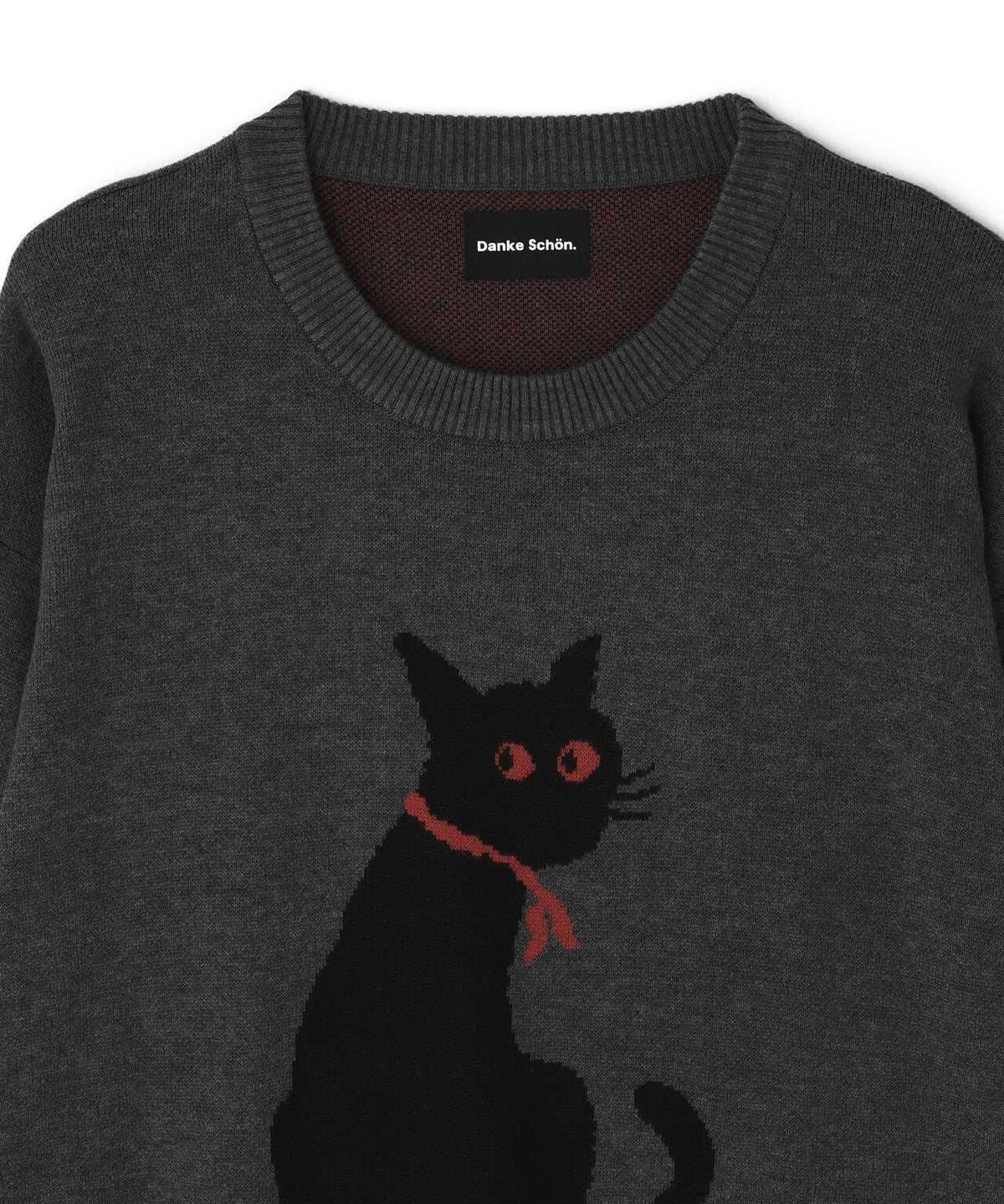 【WEB&DEPOT限定】DankeSchon/ダンケシェーン/WJACQUARED CAT CREWNECK