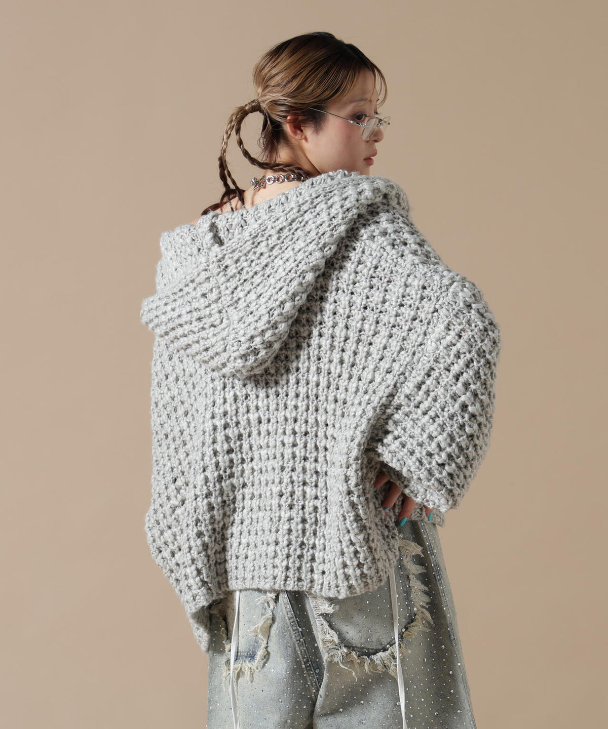 DankeSchon/ダンケシェーン/WAFFLE KNIT ZIP HOODIE
