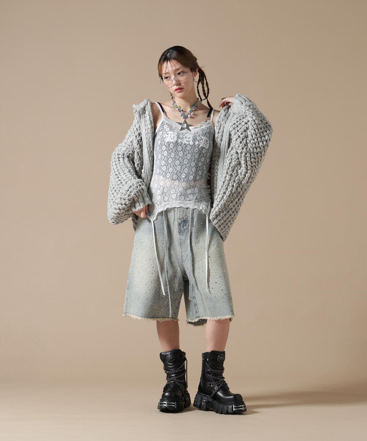 DankeSchon/ダンケシェーン/WAFFLE KNIT ZIP HOODIE