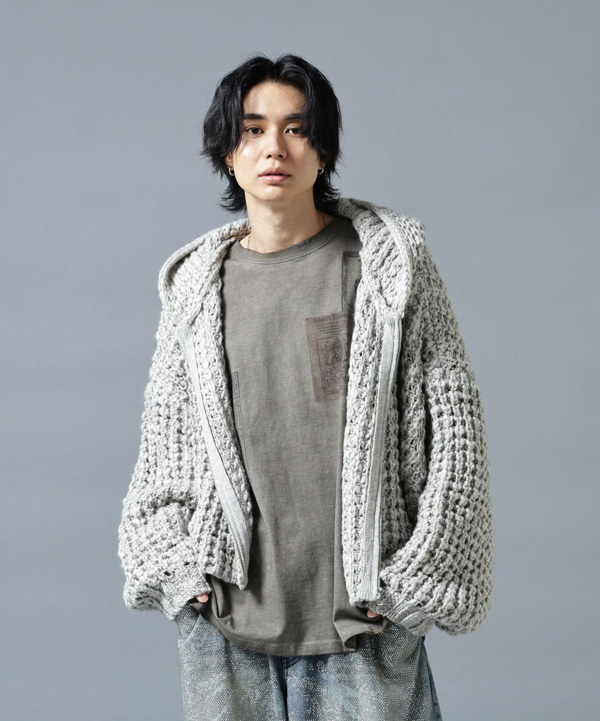 DankeSchon/ダンケシェーン/WAFFLE KNIT ZIP HOODIE