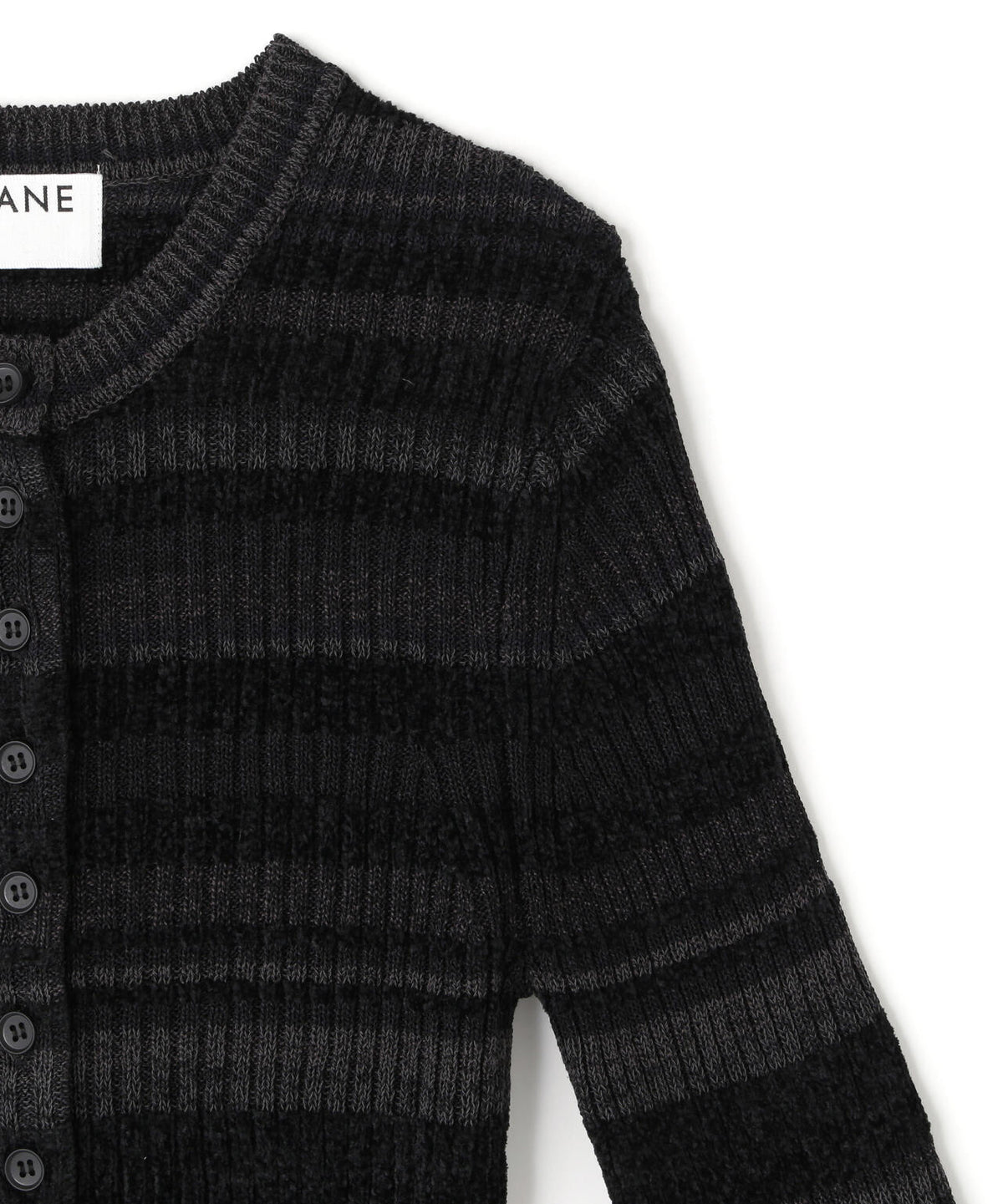 CLANE/クラネ/MULTI BORDER BUTTON DETAIL KNIT CARDIGAN