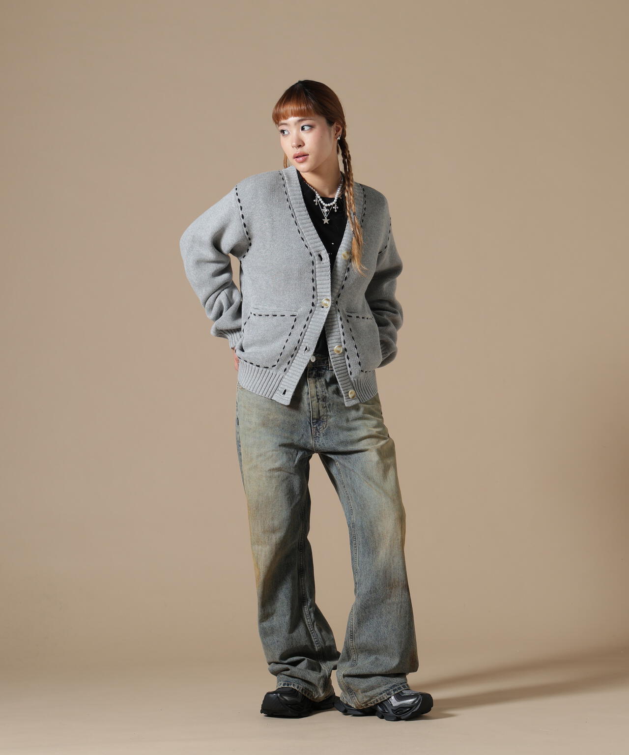 DankeSchon/ダンケシェーン/WOMEN STITCH KNIT CARDIGAN