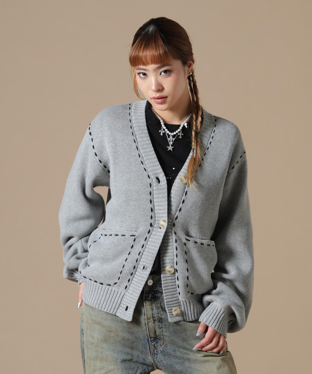 DankeSchon/ダンケシェーン/WOMEN STITCH KNIT CARDIGAN