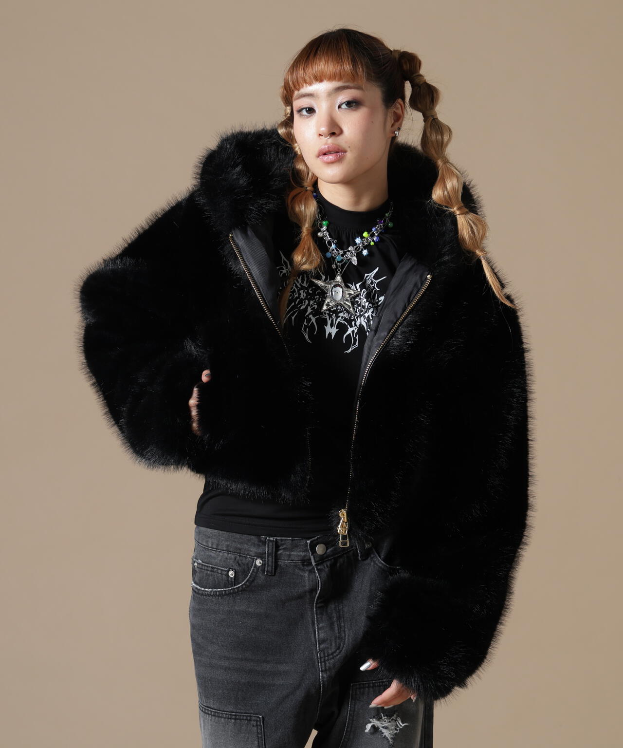 DankeSchon/ダンケシェーン/WOMEN ECO FUR HOOD BLOUSON