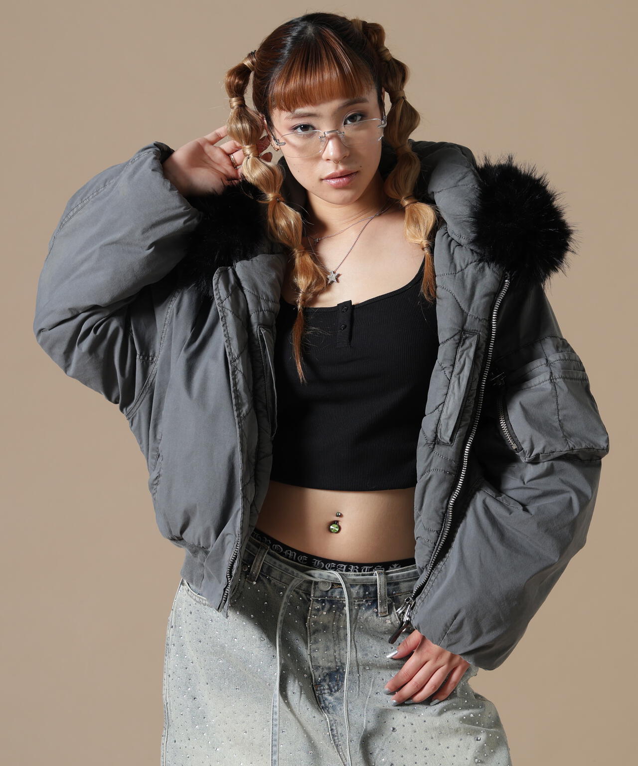 DankeSchon/ダンケシェーン/WOMEN COTTN NYLON FUR BLOUSON