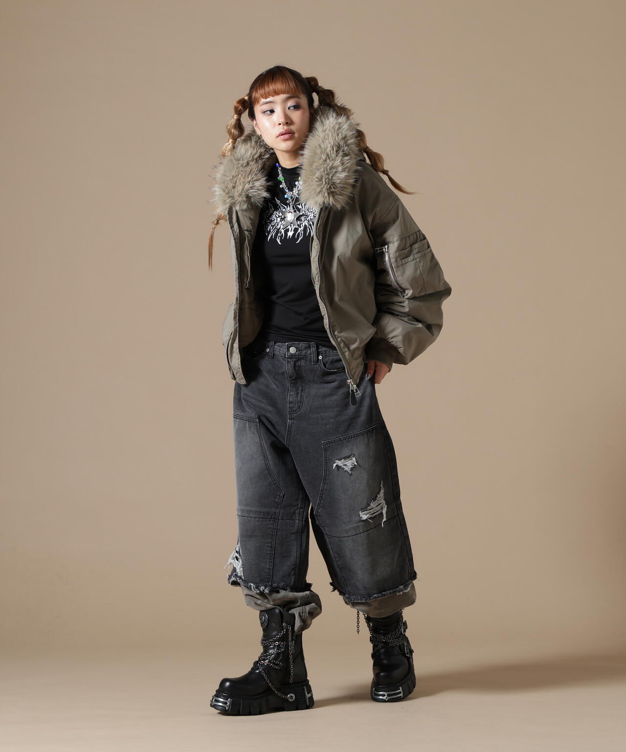 DankeSchon/ダンケシェーン/WOMEN COTTN NYLON FUR BLOUSON