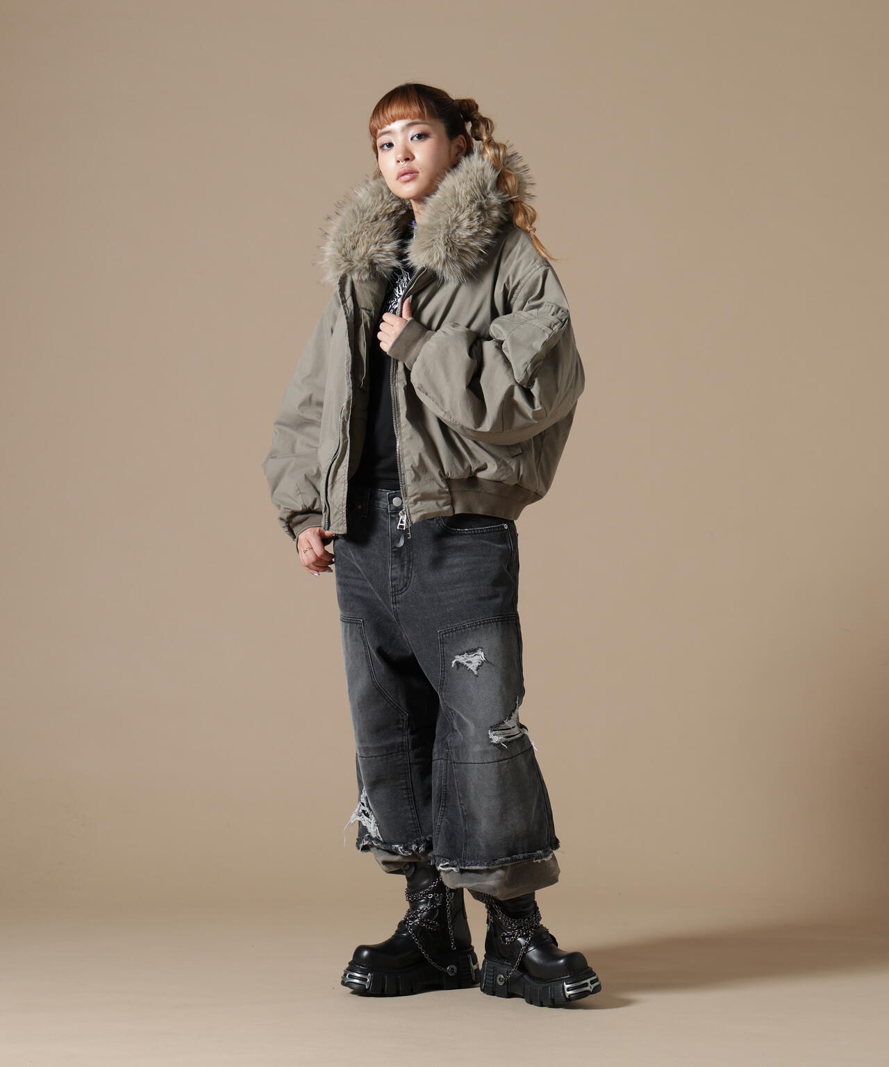 DankeSchon/ダンケシェーン/WOMEN COTTN NYLON FUR BLOUSON
