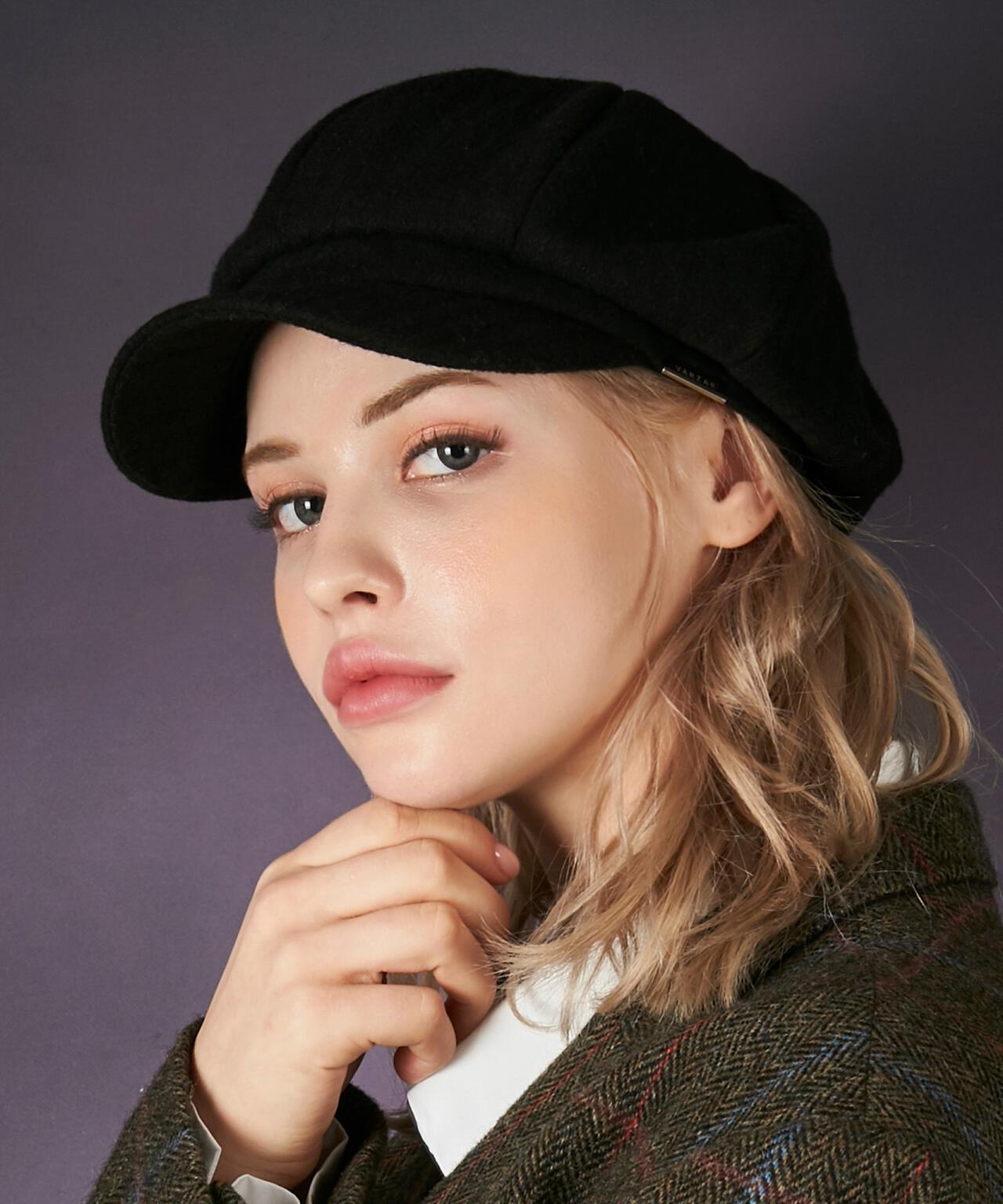 VARZAR/バザール/Metal tip herringbone newsboy cap