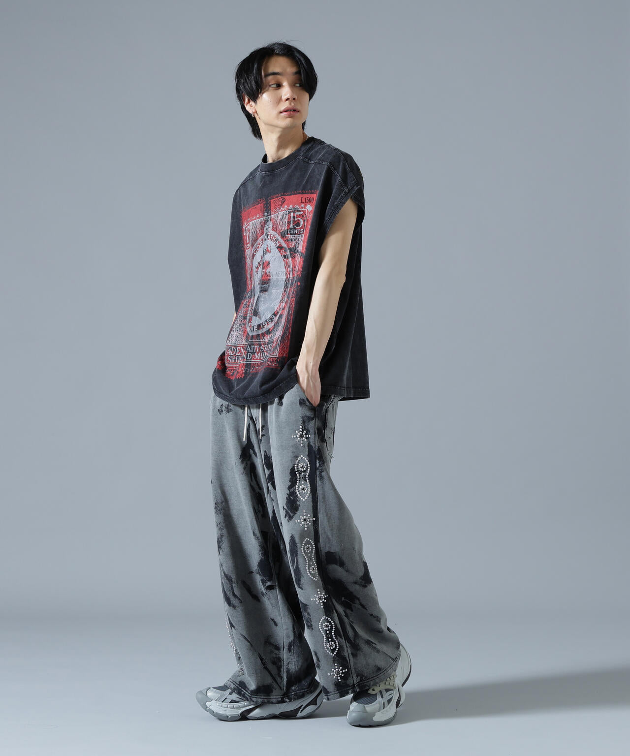DankeSchon/ダンケシェーン/STUDS SWEAT BAGGY PANTS