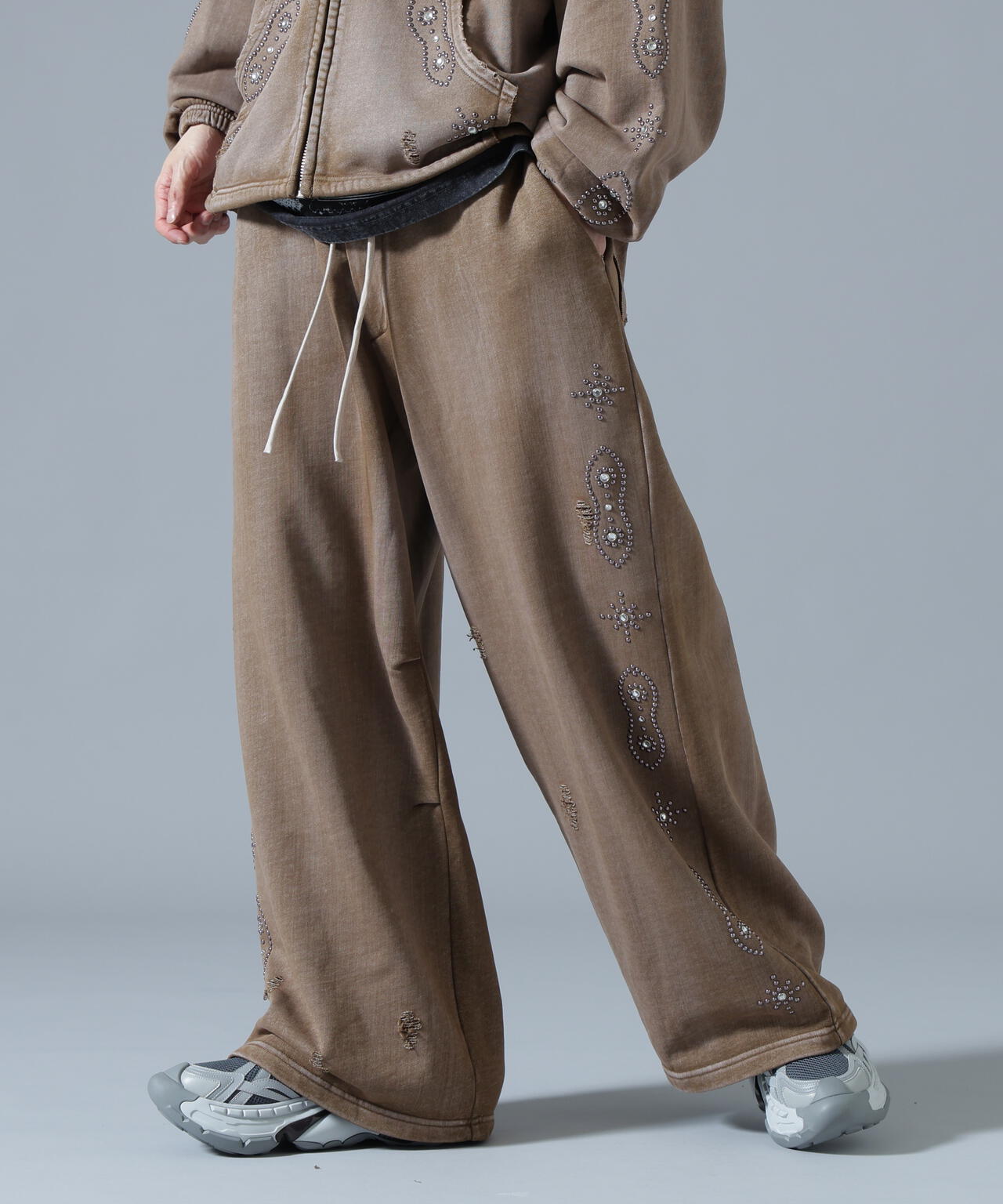 DankeSchon/ダンケシェーン/STUDS SWEAT BAGGY PANTS