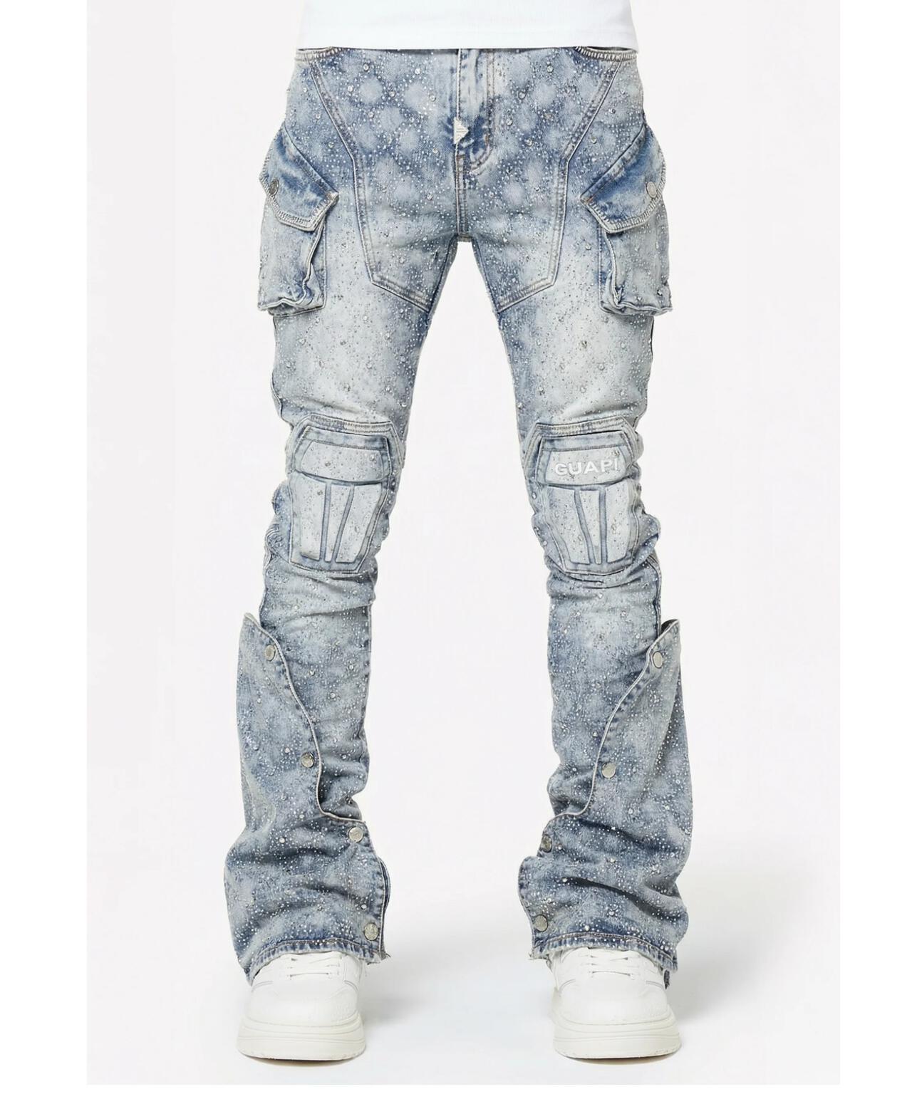 GUAPI/グアピ/Aqua Blue Coffin Arc Embellished Denim