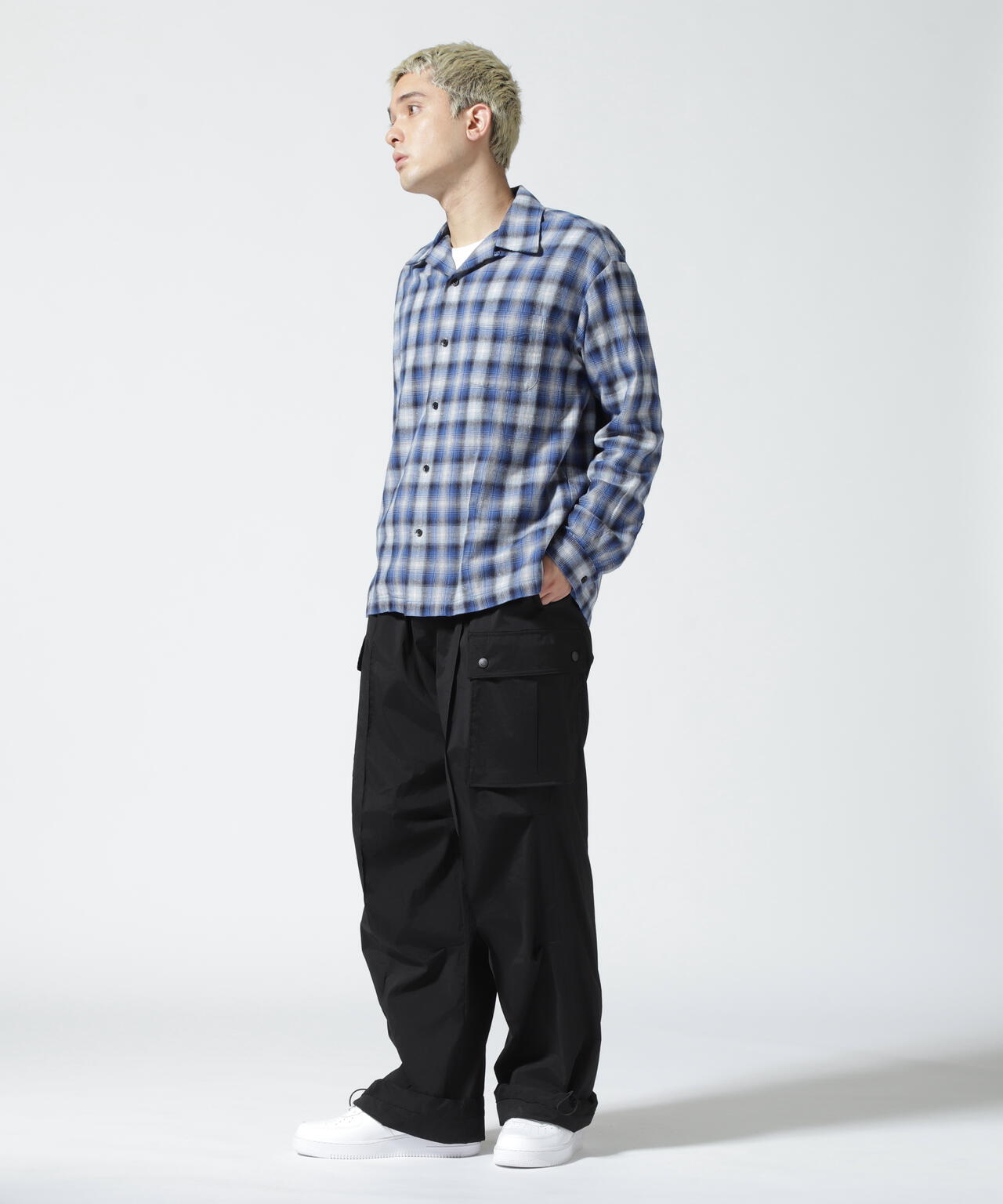 MINEDENIM（マインデニム）V.Nep Check Flannel Open Collar SH